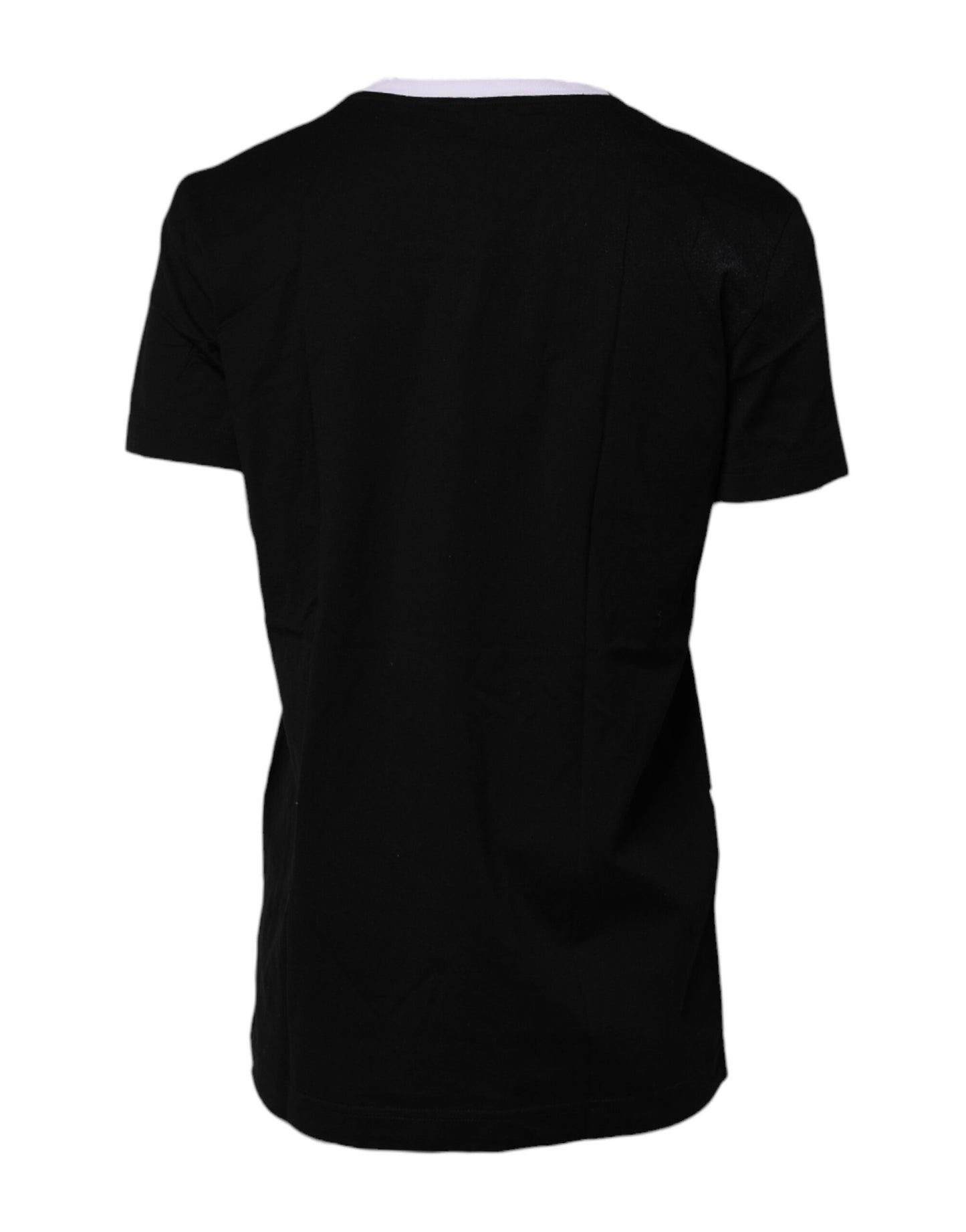 Camiseta de algodón con cuello redondo y estampado negro