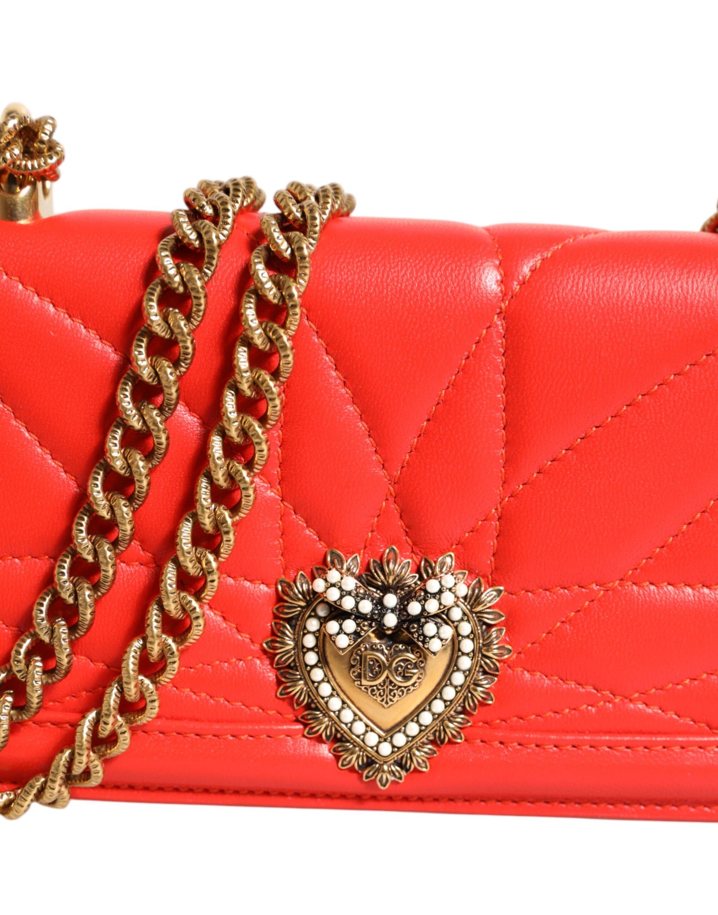 Sac bandoulière matelassé en cuir rouge pour téléphone portable