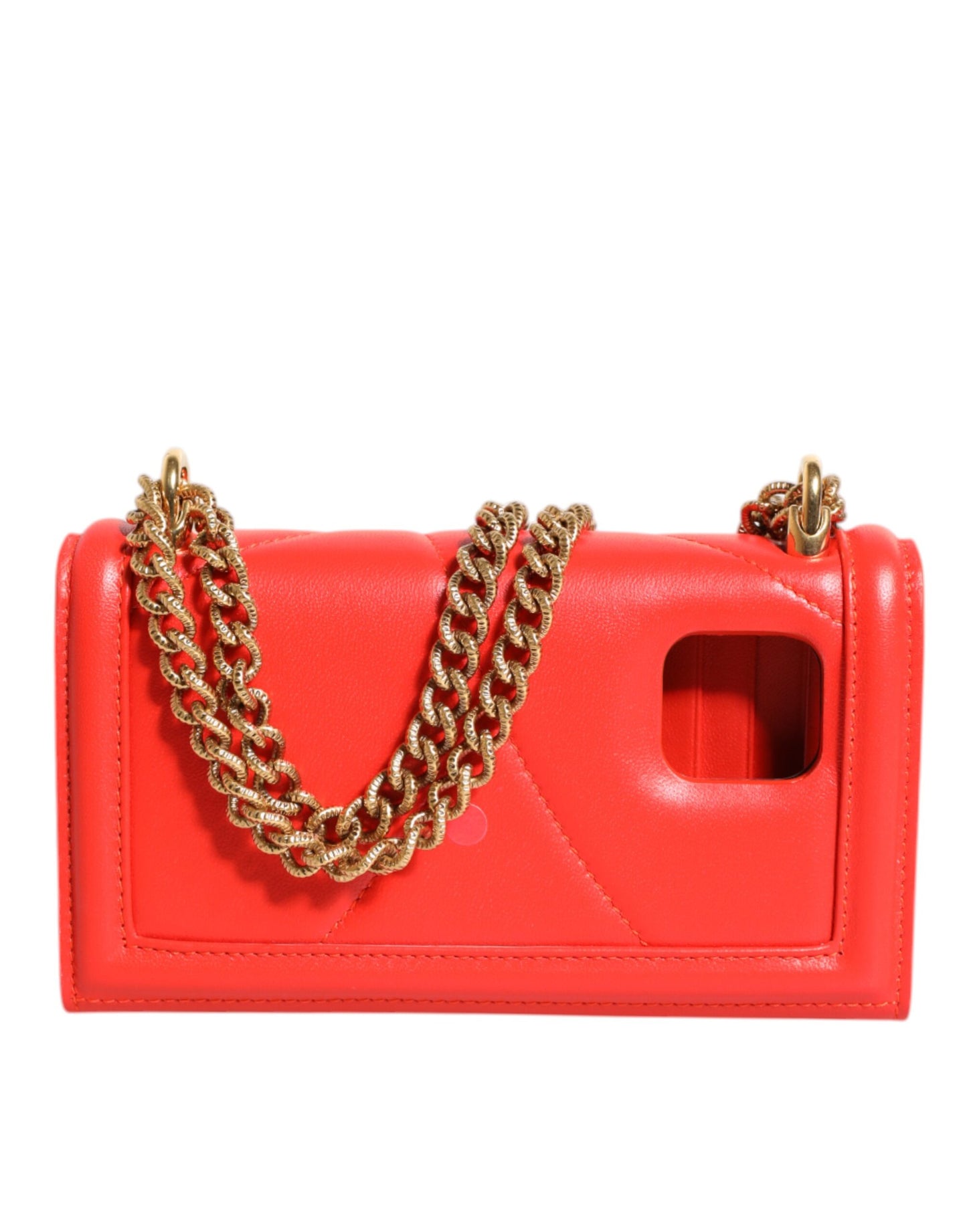 Sac bandoulière matelassé en cuir rouge pour téléphone portable