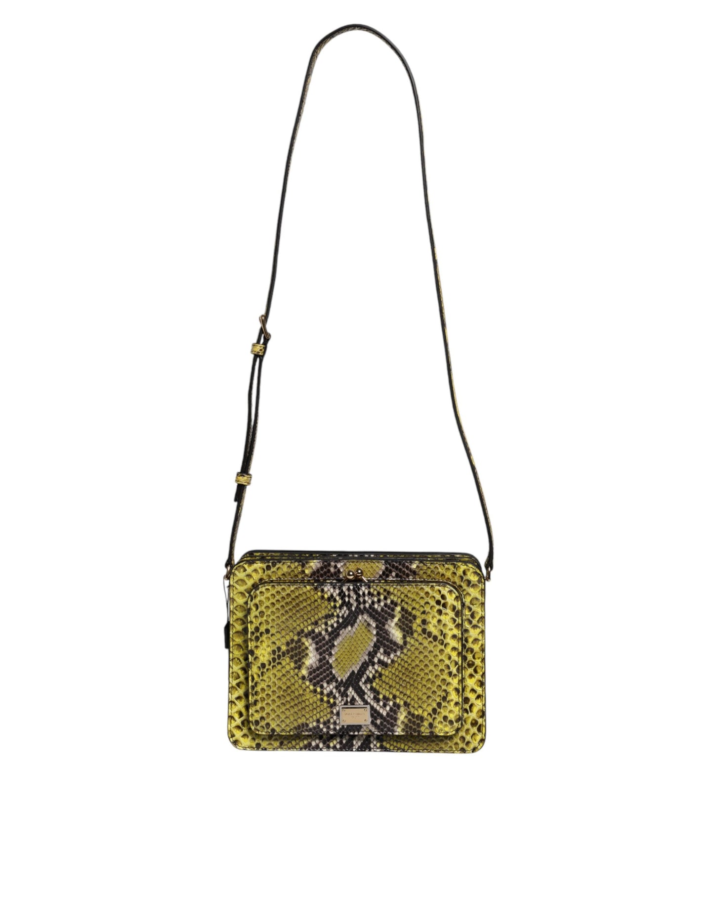 Pochette à bandoulière en cuir exotique vert DG Plaque