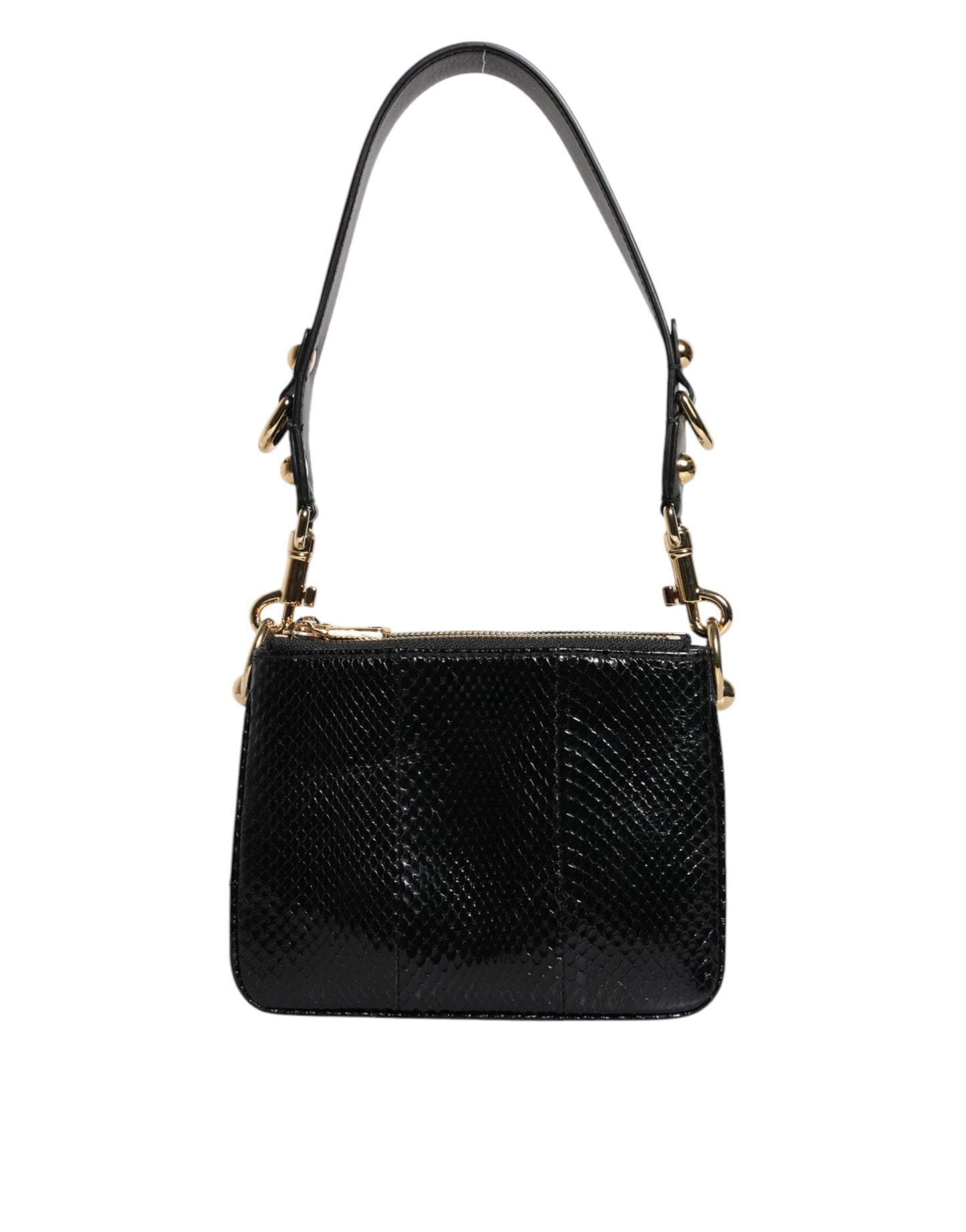 Pochette bandoulière en cuir exotique noir