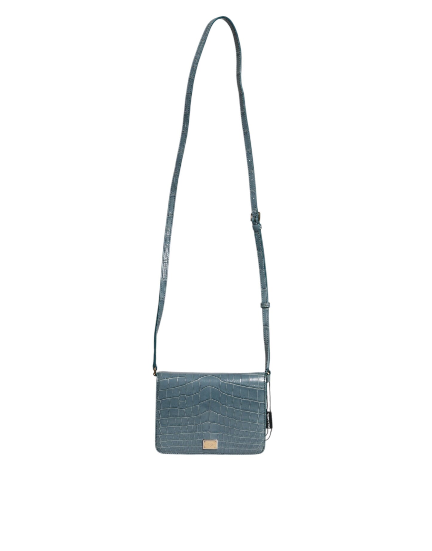 Mini sac bandoulière en cuir exotique vert DG Plaque