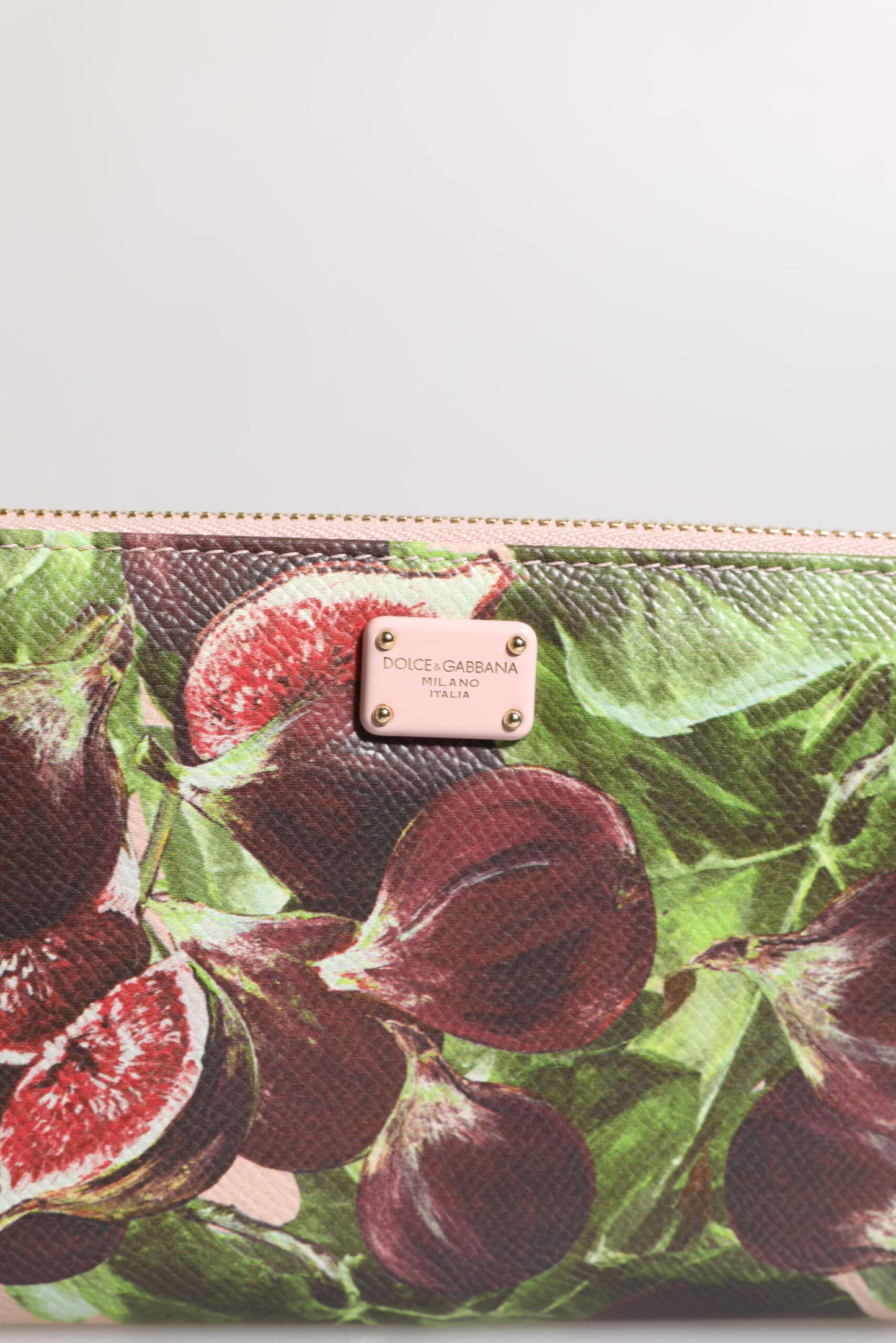 Cartera continental con cremallera de piel Dauphine con forma de higo multicolor