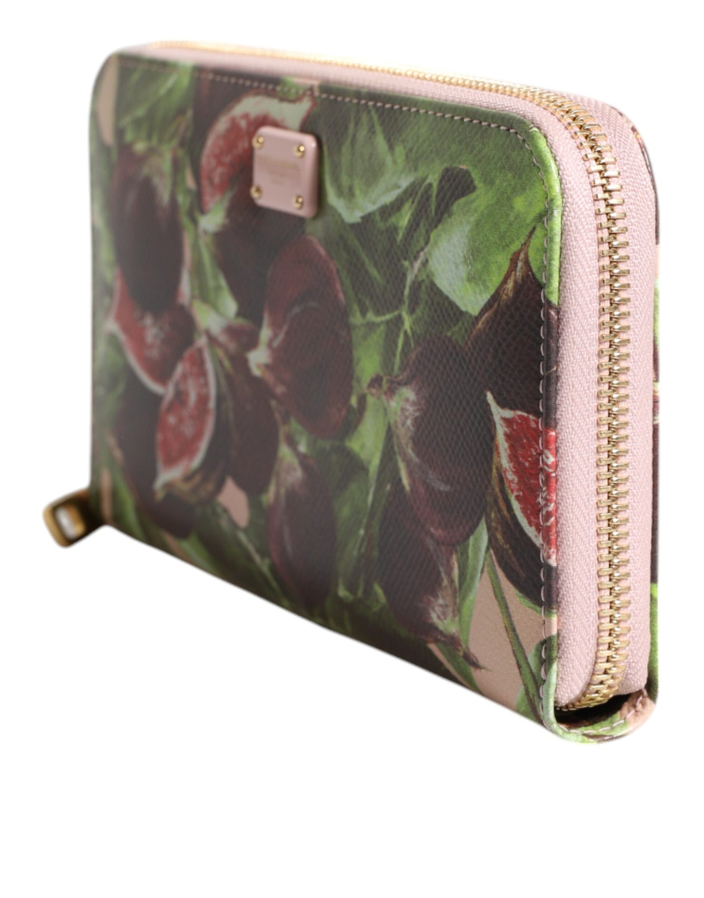 Cartera continental con cremallera de piel Dauphine con forma de higo multicolor