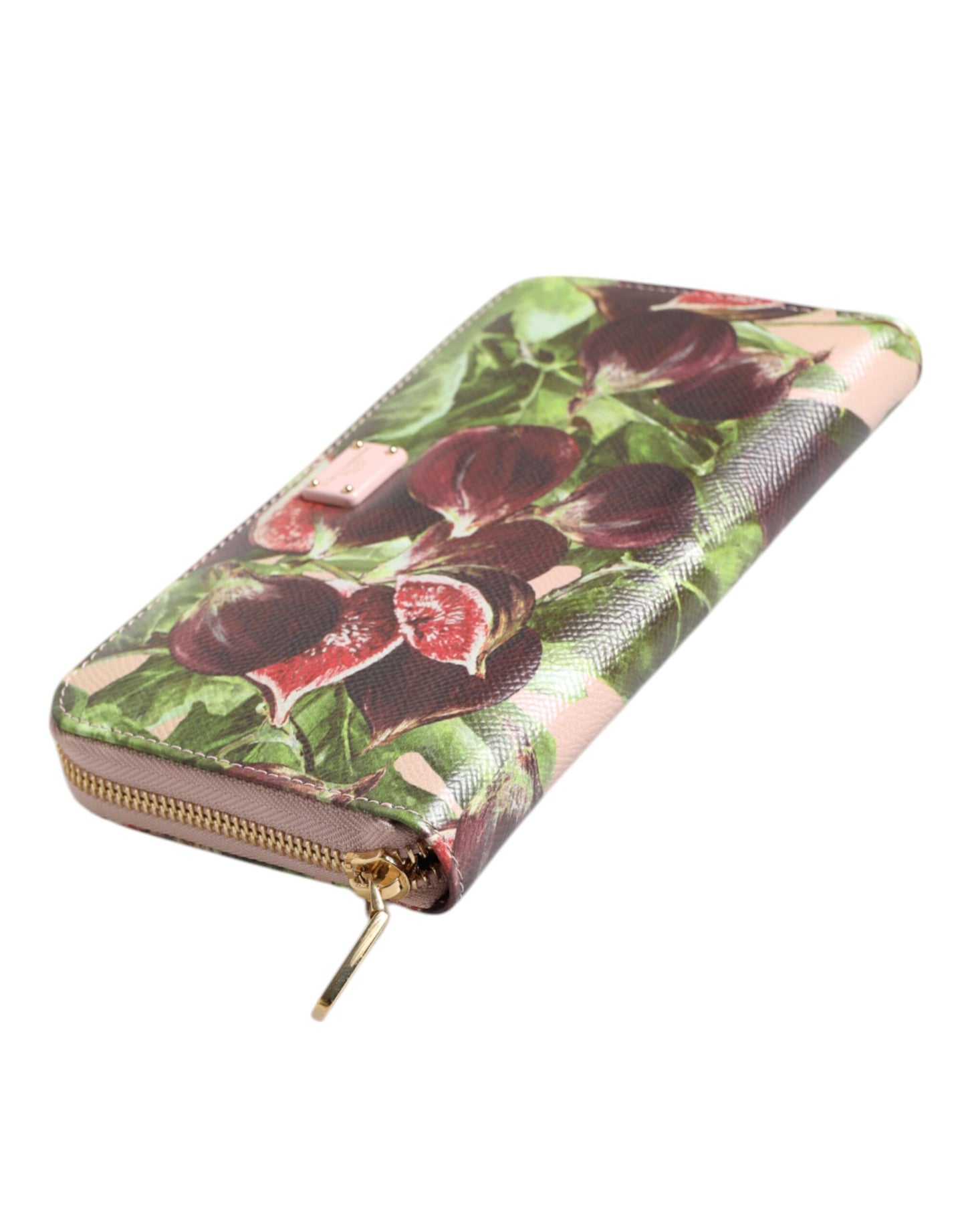 Cartera continental con cremallera de piel Dauphine con forma de higo multicolor
