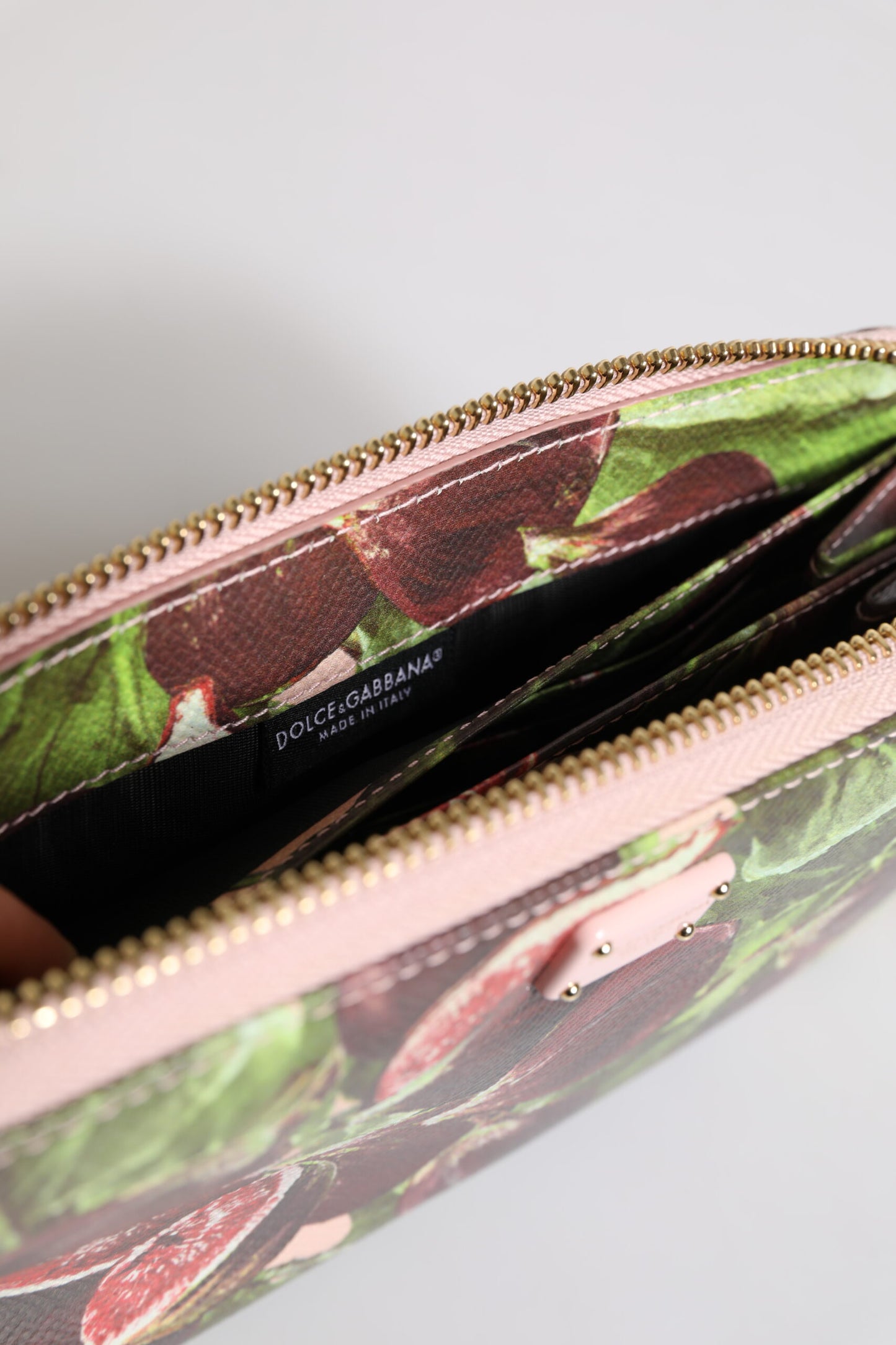 Cartera continental con cremallera de piel Dauphine con forma de higo multicolor