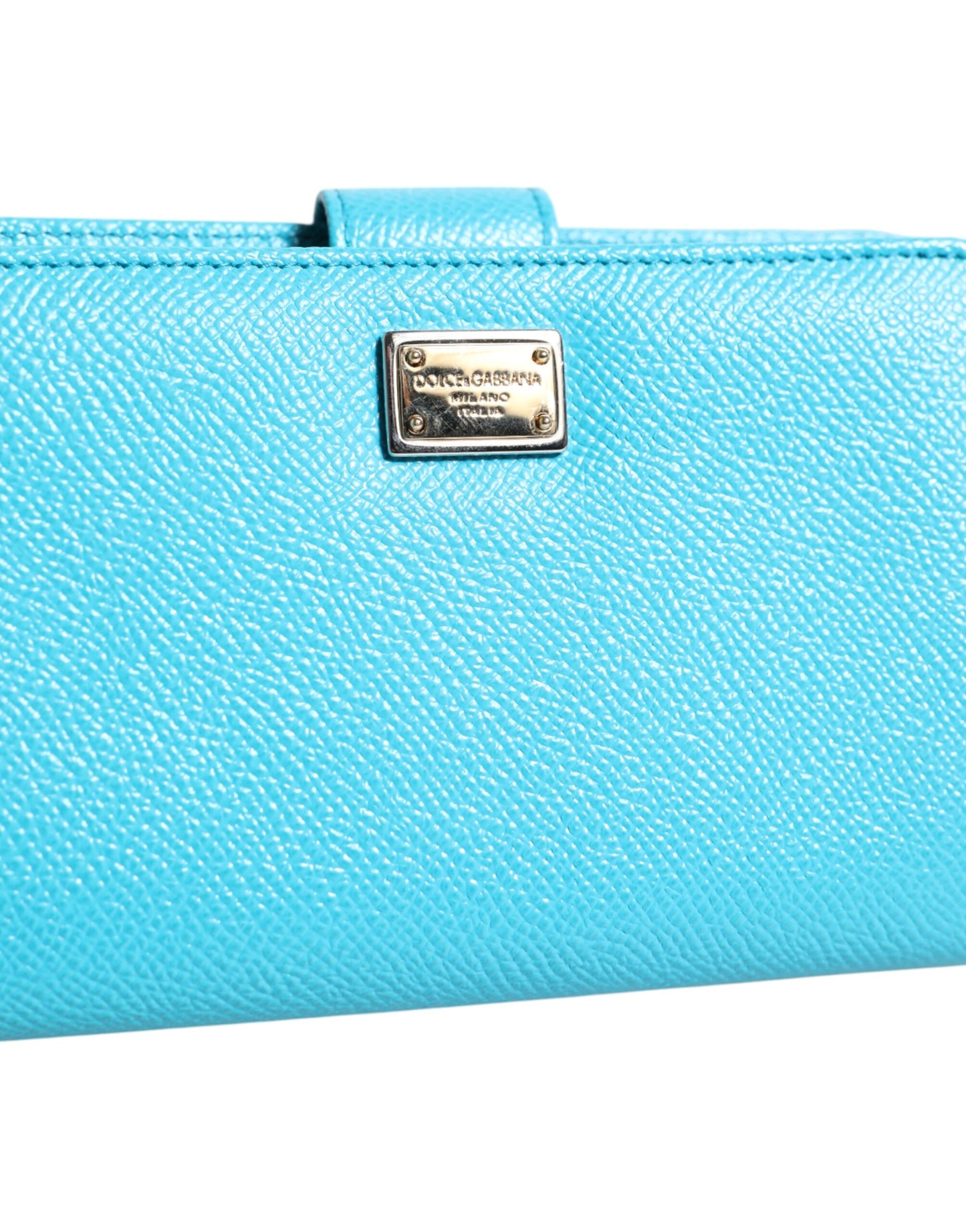 Cartera de mano continental plegable de cuero azul claro