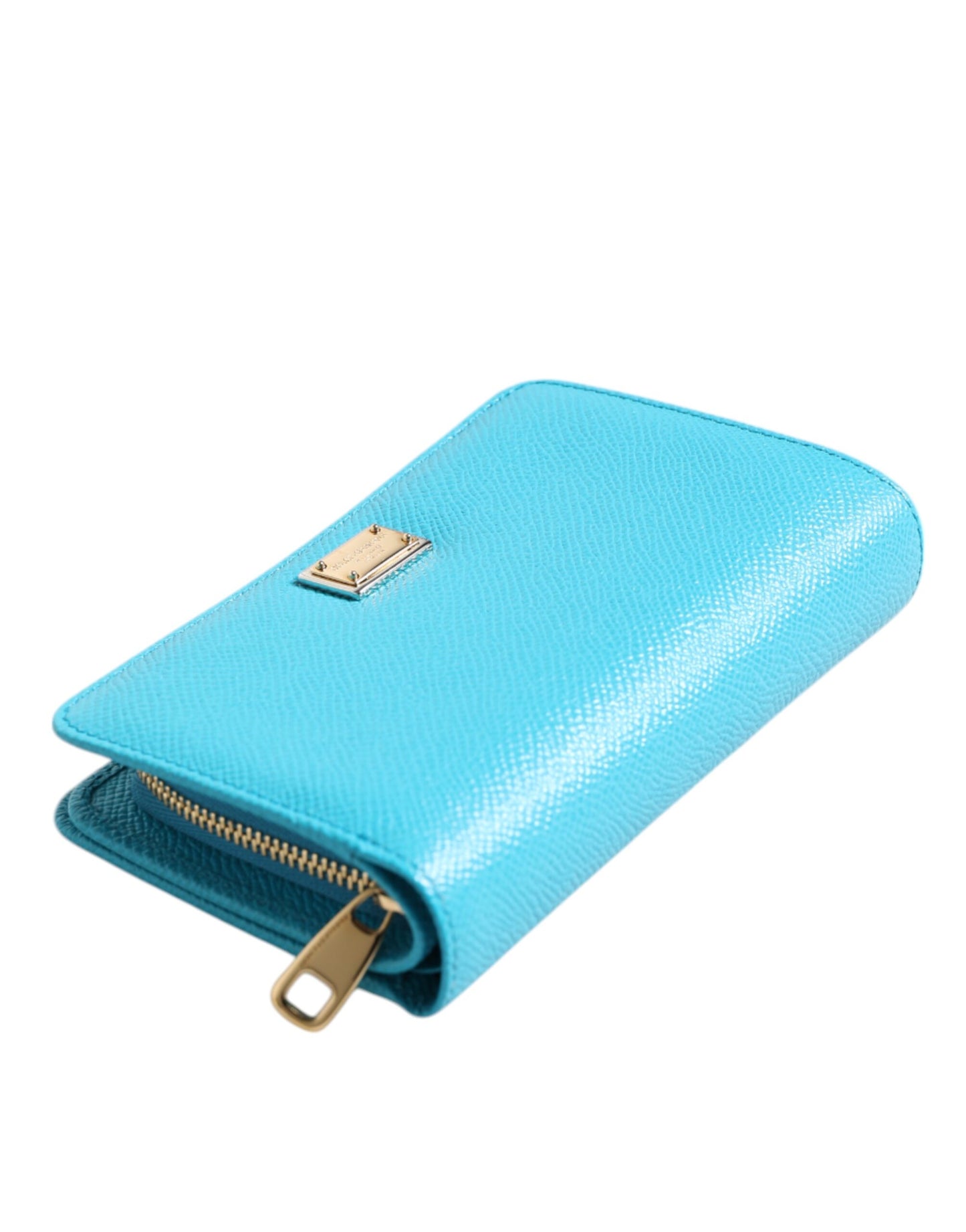 Cartera de mano continental plegable de cuero azul claro