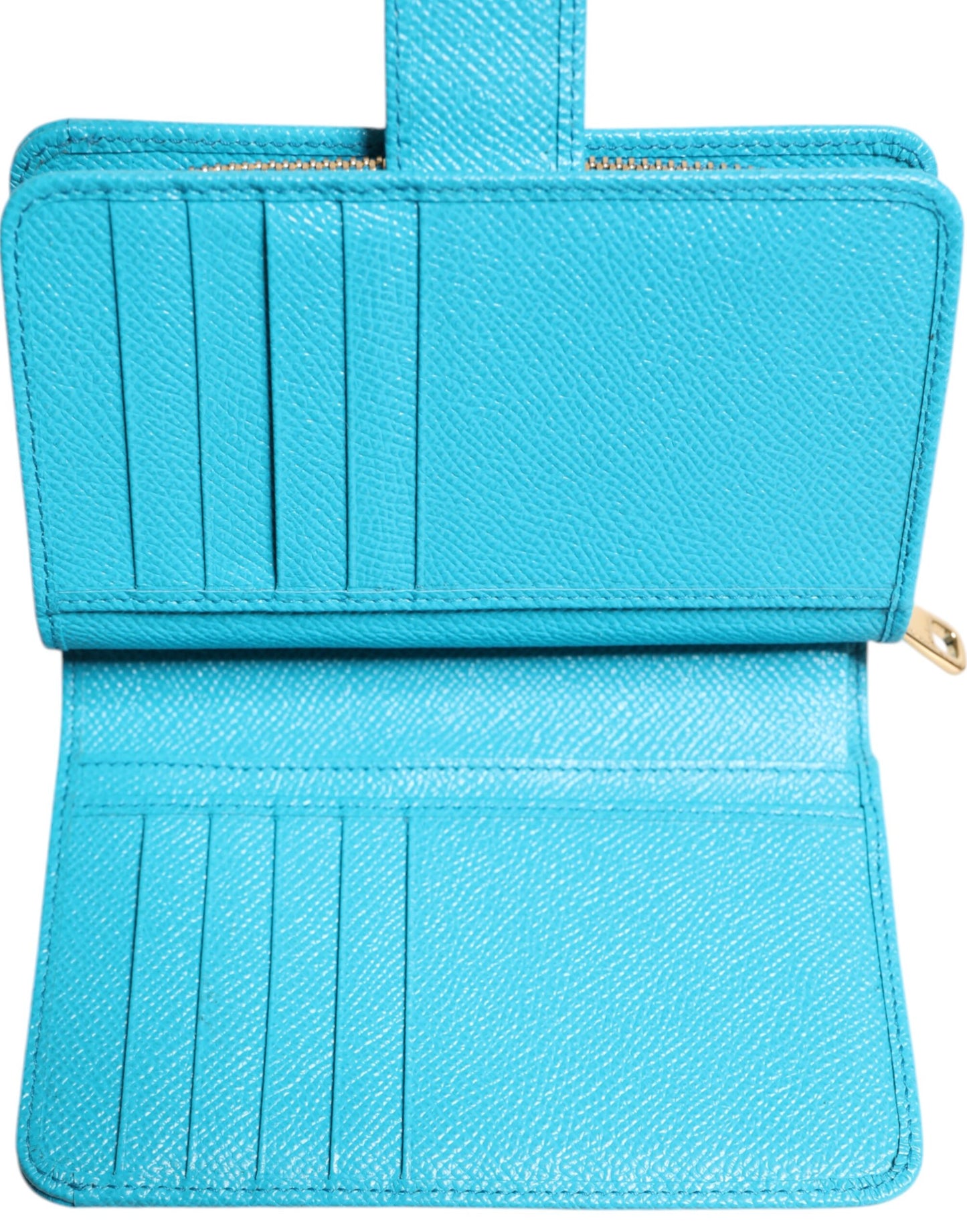 Cartera de mano continental plegable de cuero azul claro