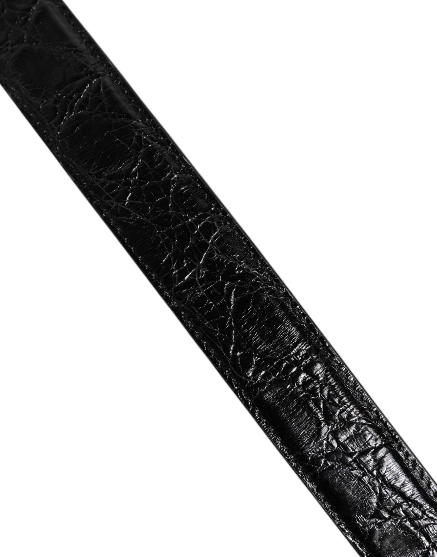 Correa de hombro para bolso de piel de caimán negra
