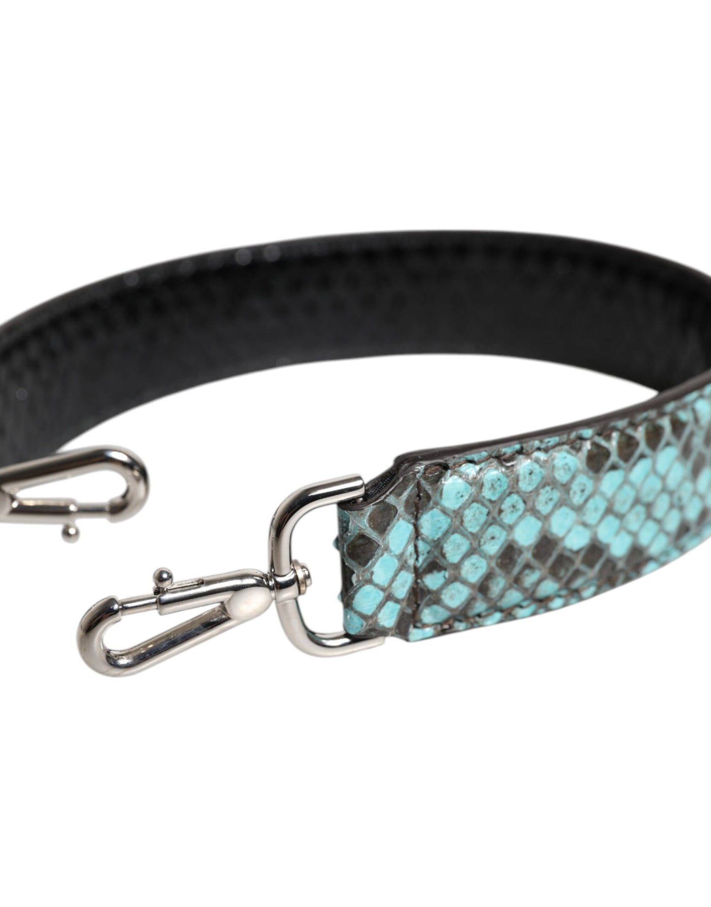 Correa de hombro para bolso de piel exótica negra y azul