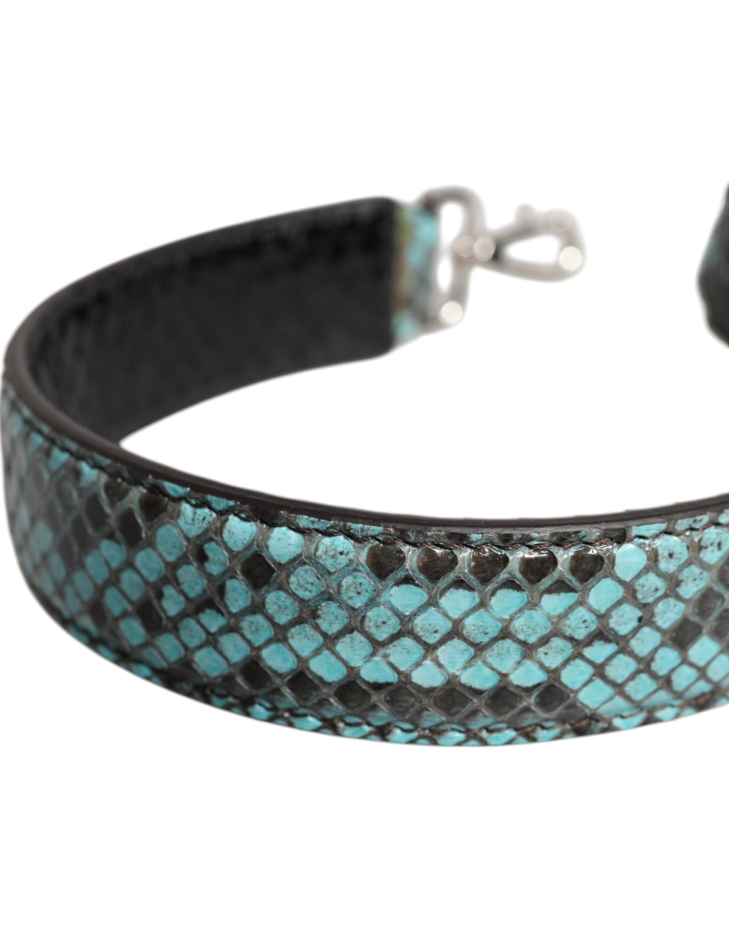 Correa de hombro para bolso de piel exótica negra y azul