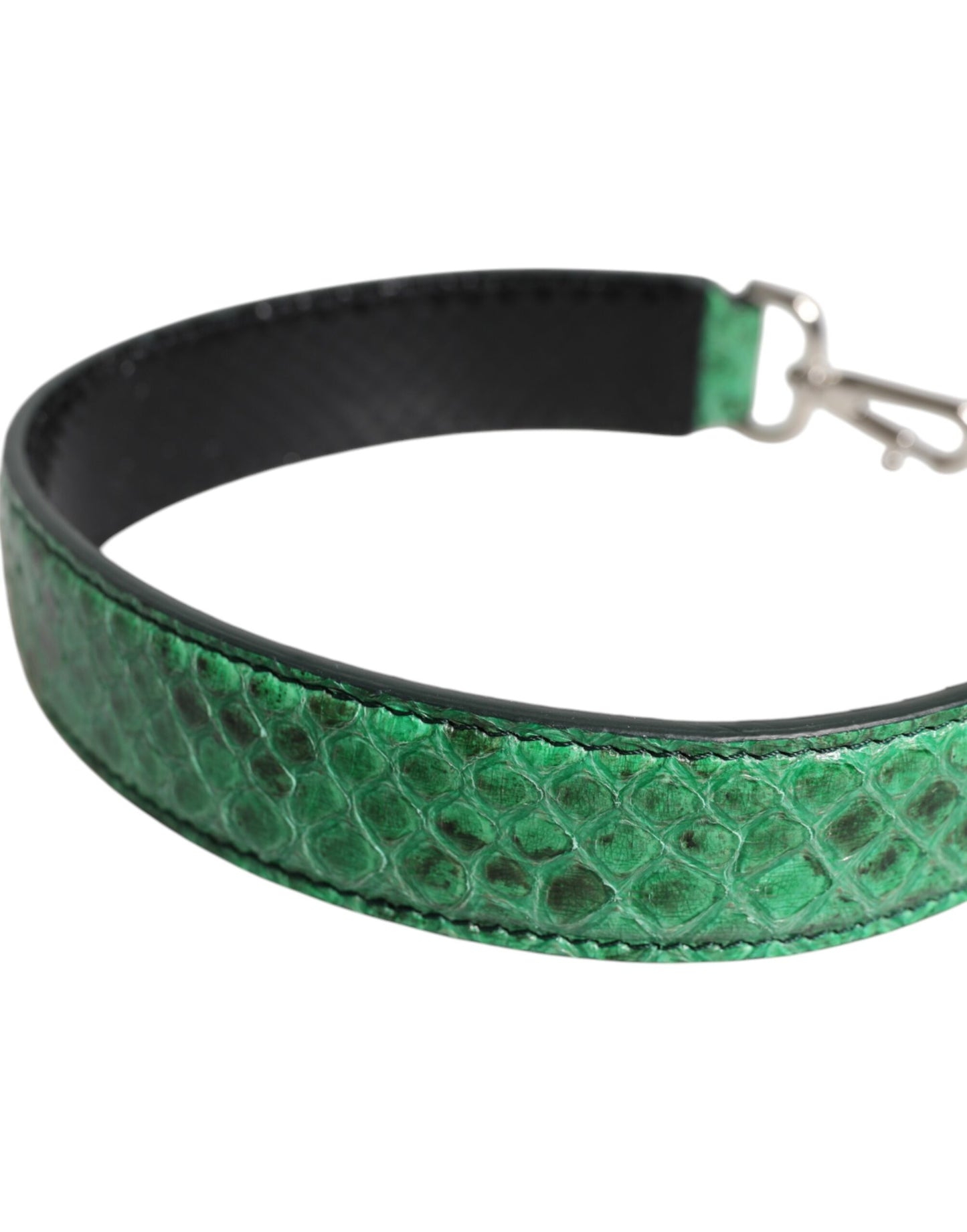 Correa de hombro para bolso de piel exótica negra y verde