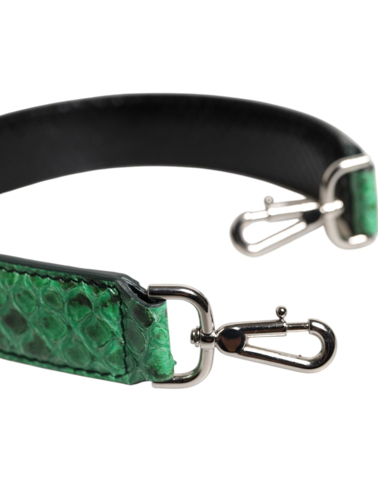 Correa de hombro para bolso de piel exótica negra y verde