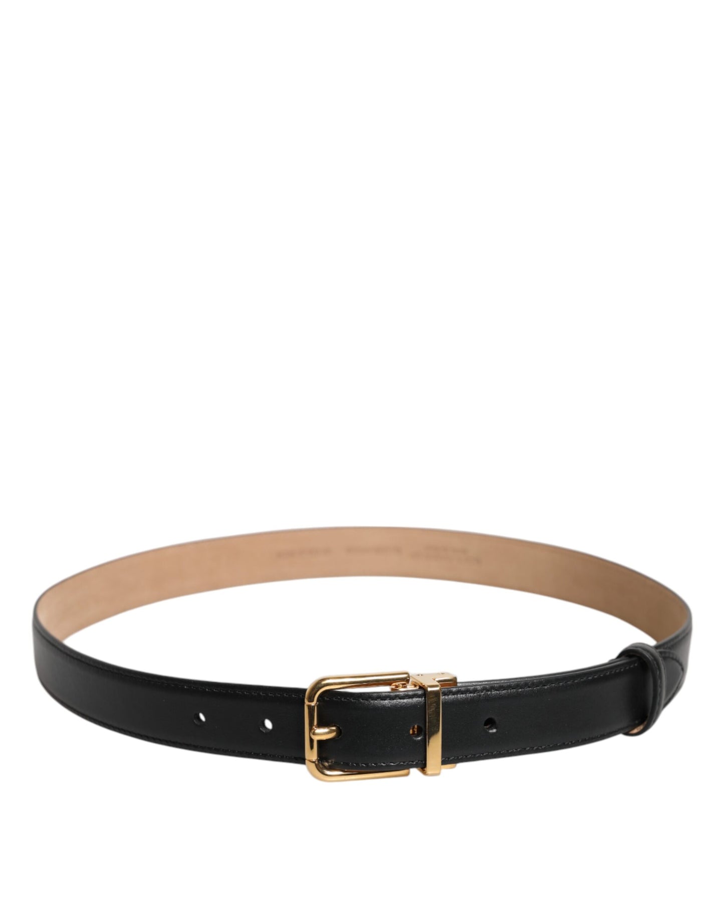 Ceinture en cuir noir avec boucle en métal et logo