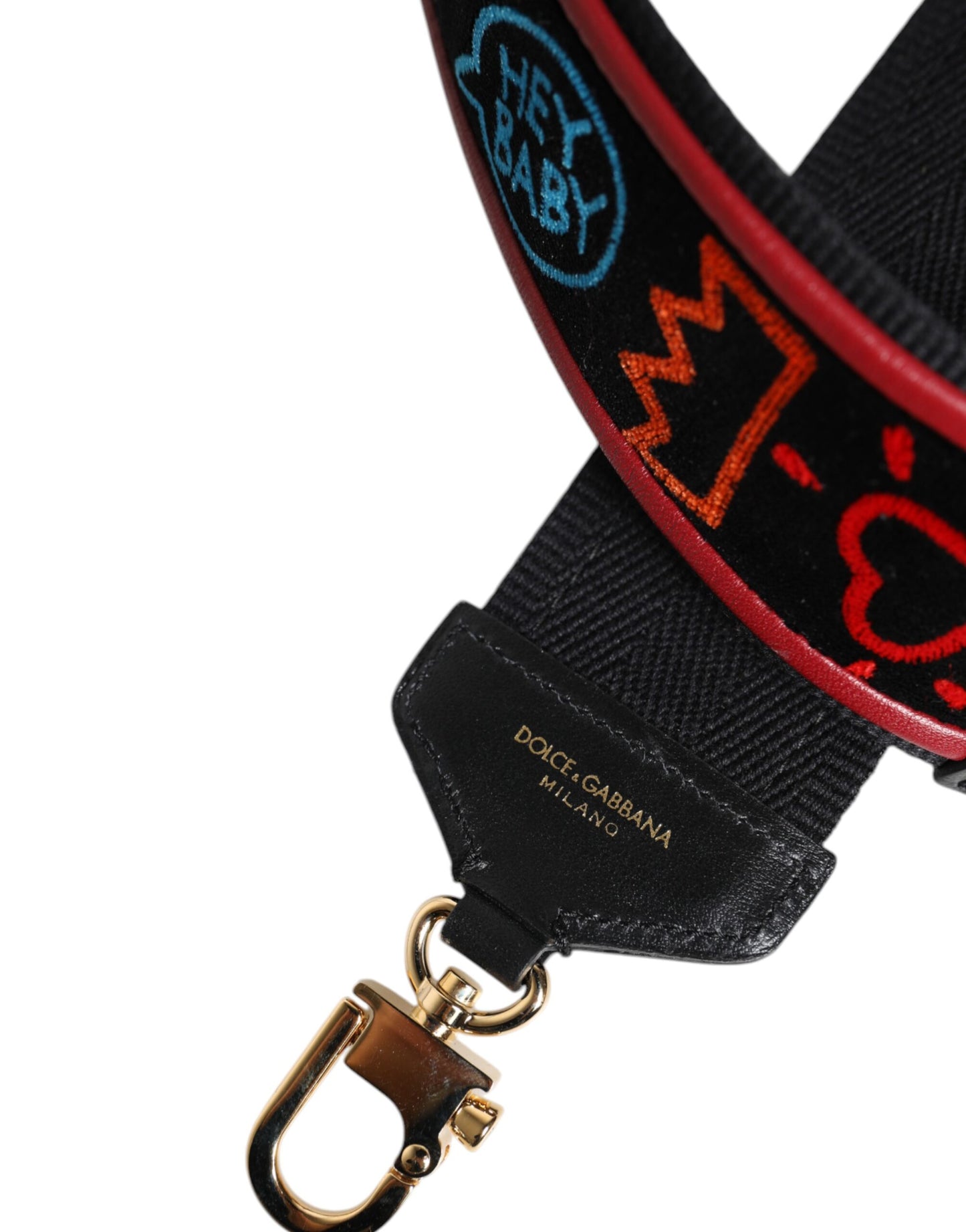 Correa de hombro para bolso de algodón negro estampado