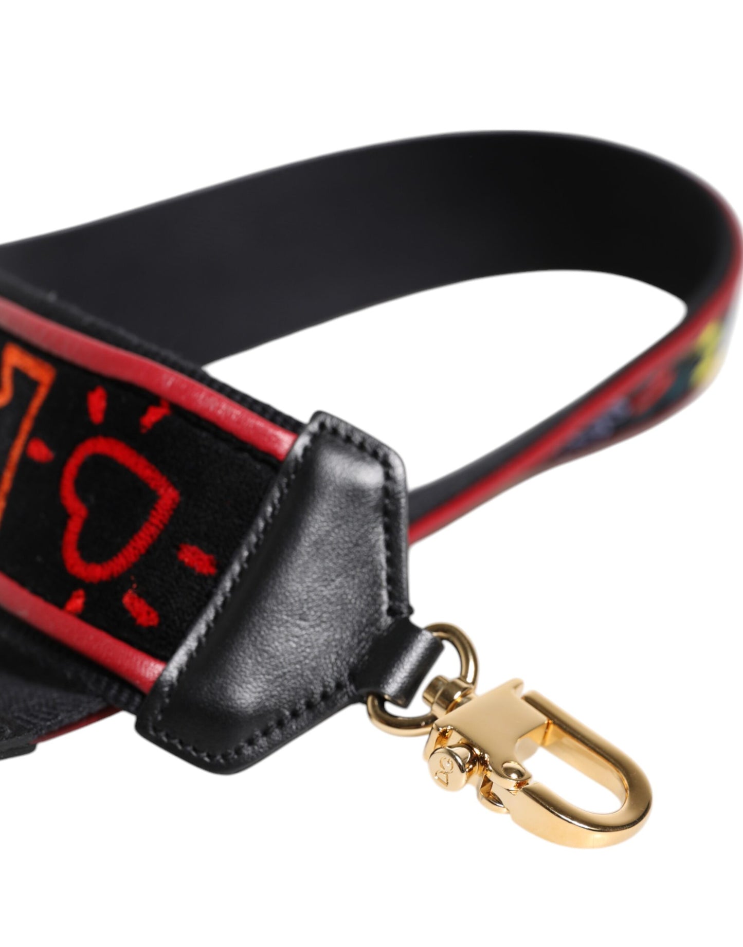 Correa de hombro para bolso de algodón negro estampado