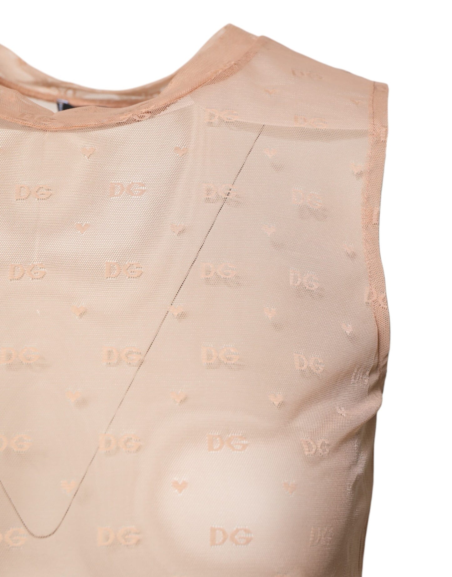 Camiseta sin mangas con monograma y logotipo de nailon beige