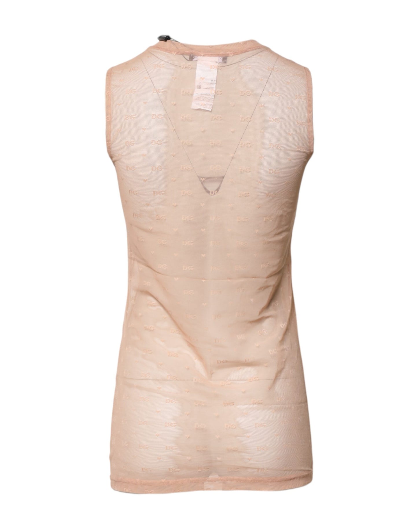 Camiseta sin mangas con monograma y logotipo de nailon beige