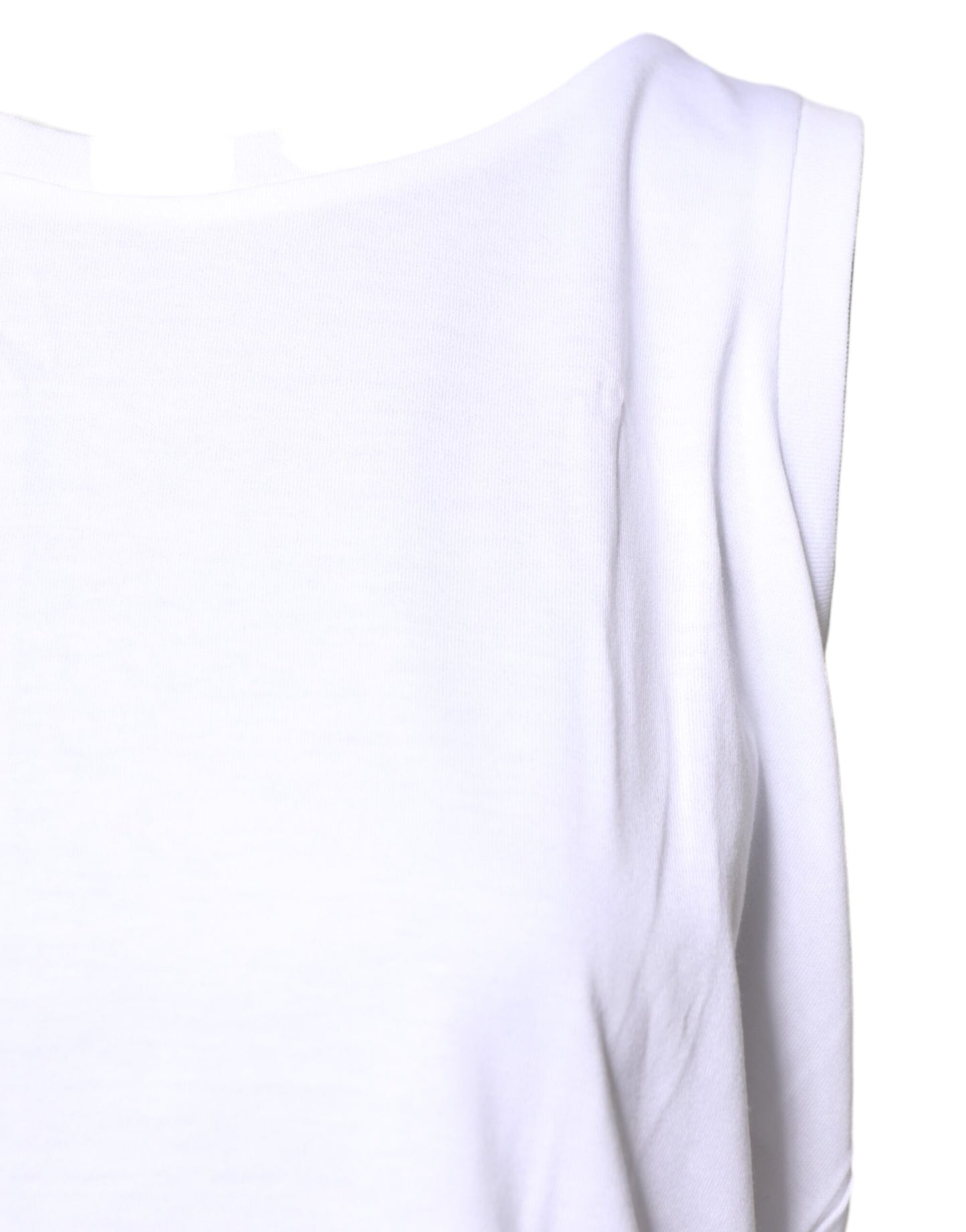Camiseta blanca de algodón sin mangas con cuello redondo