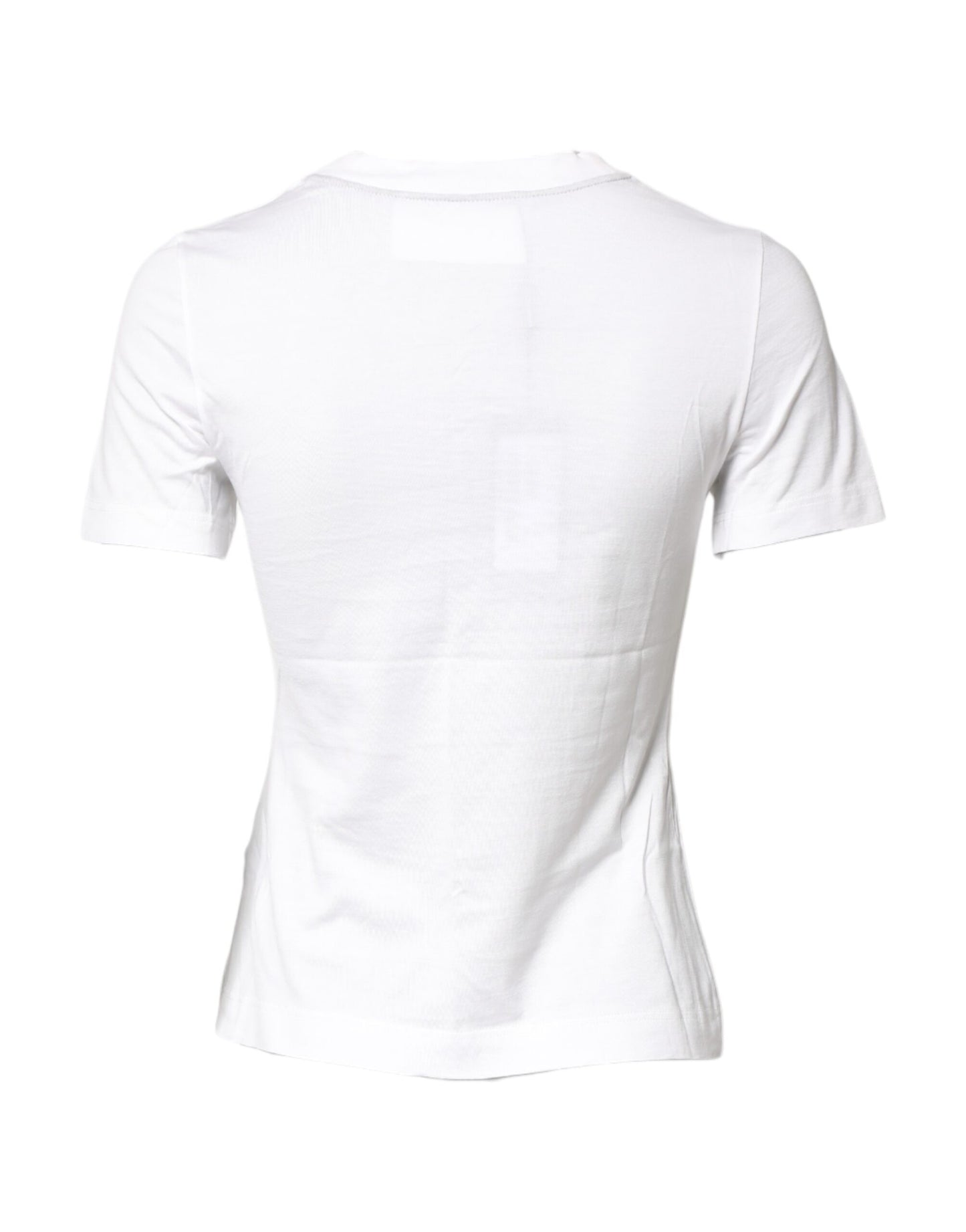 Camiseta blanca de algodón con cuello redondo y estampado gráfico