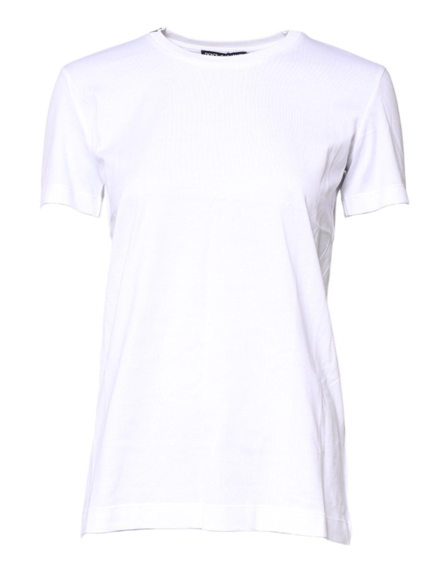 Camiseta blanca de algodón con cuello redondo y manga corta