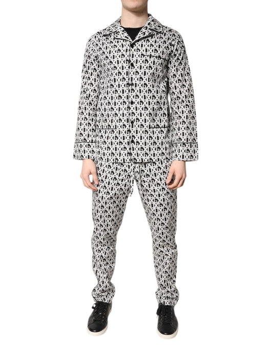 Ensemble pyjama en coton imprimé DG noir et blanc
