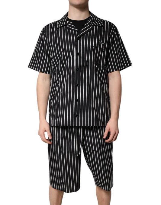 Pyjama en coton à rayures noires et blanches pour homme