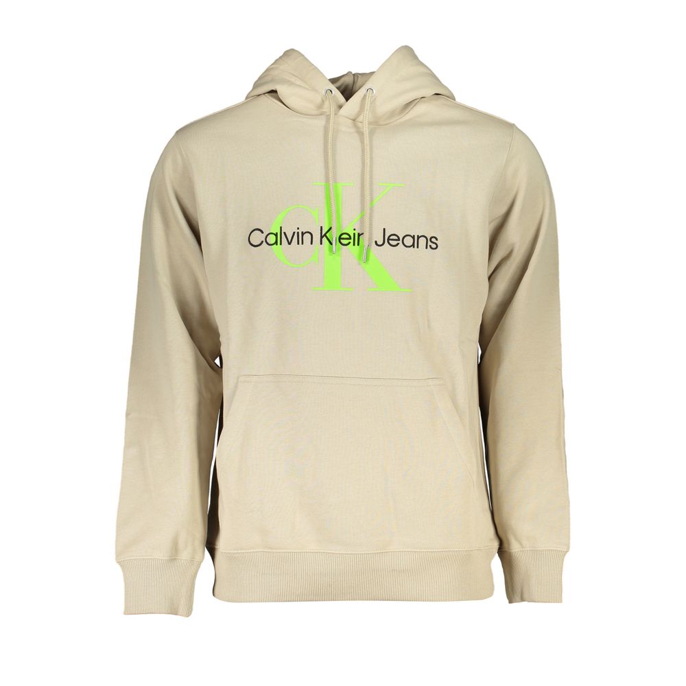 Sweat-shirt à capuche en coton beige
