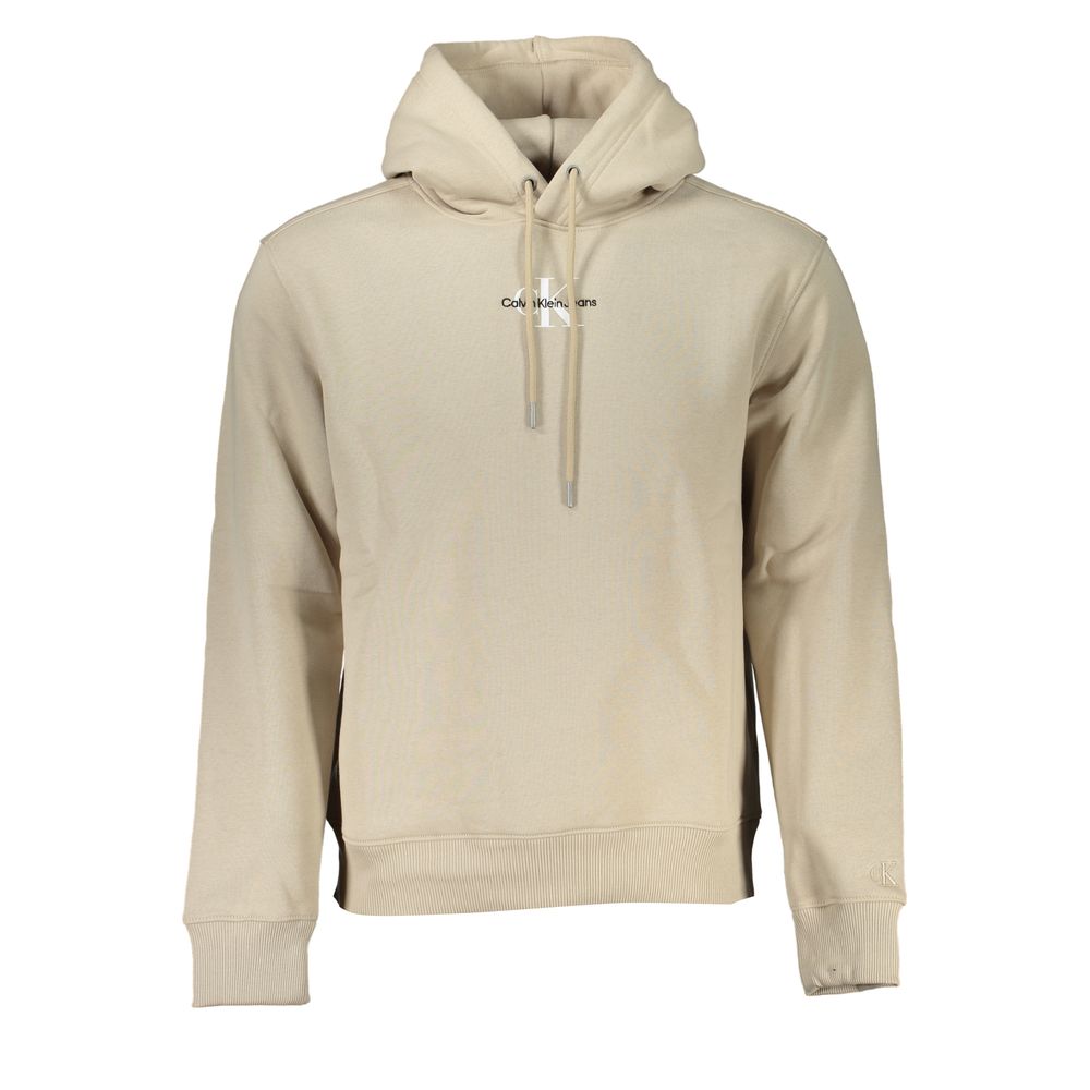 Sudadera con capucha de polar beige con logotipo bordado