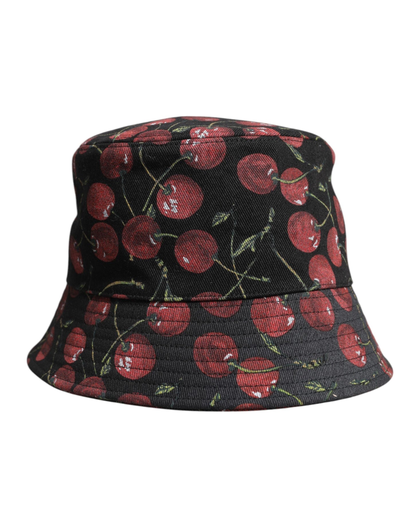 Sombrero de pescador de ala ancha con estampado de algodón negro
