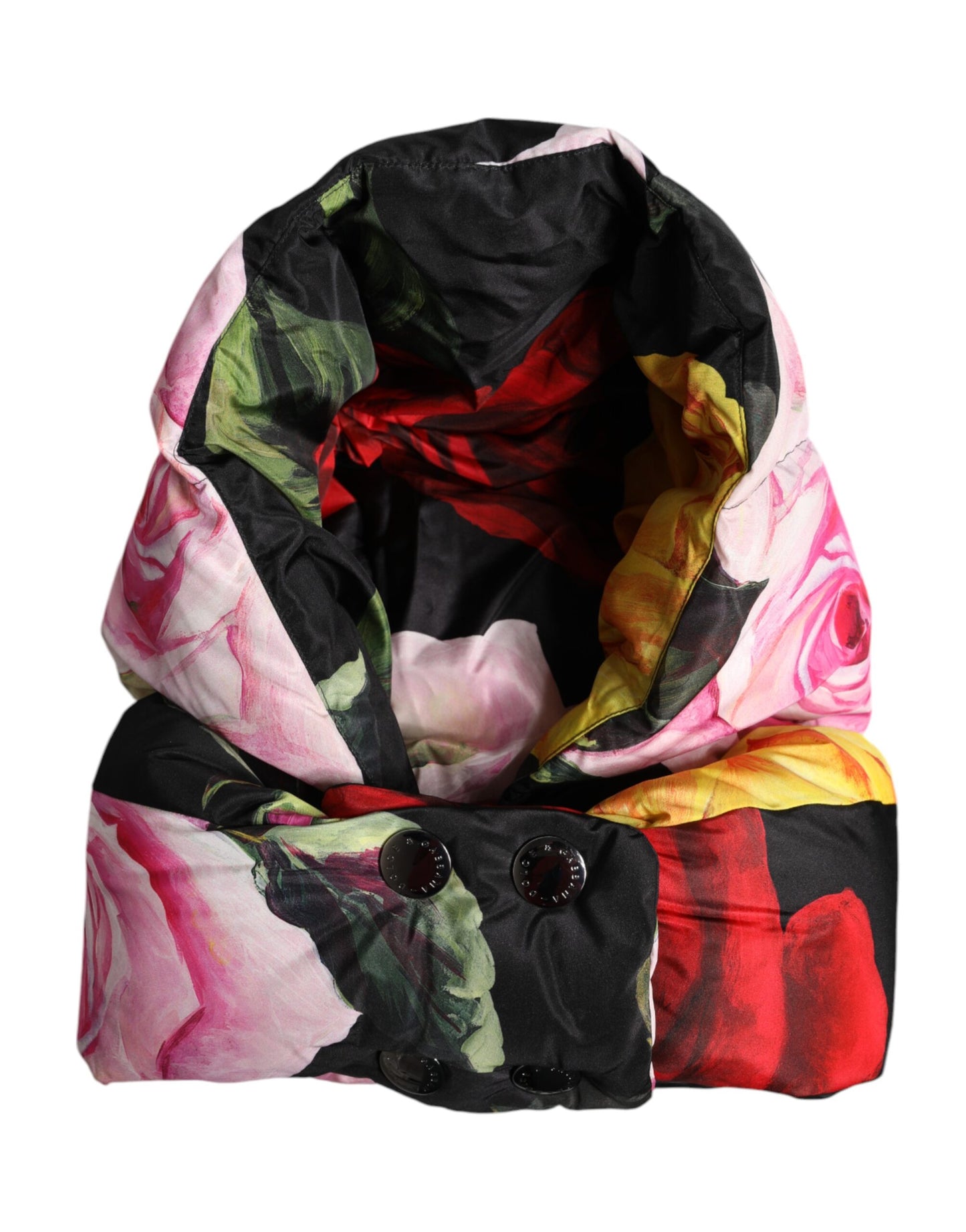 Gorro envolvente con estampado floral negro