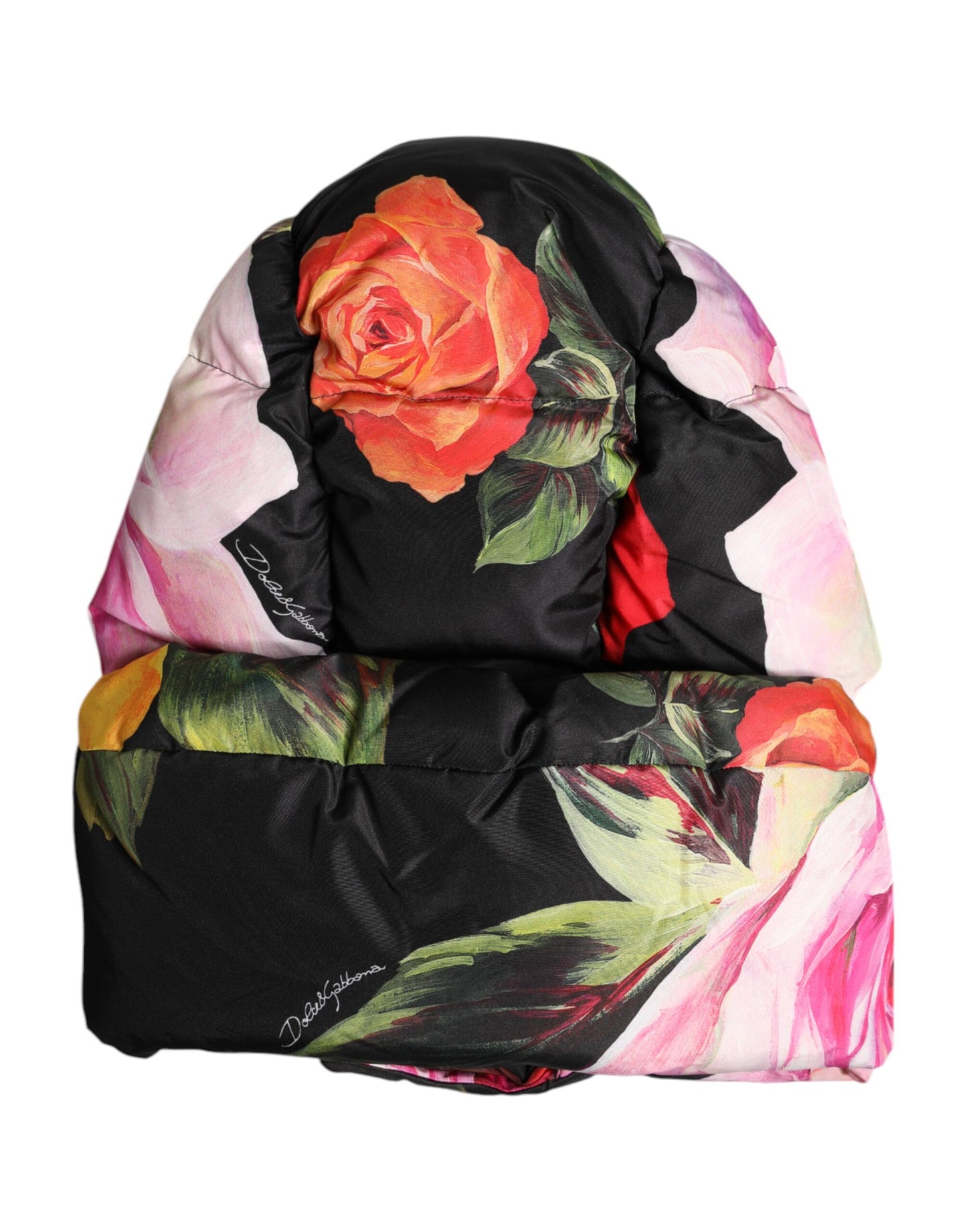 Gorro envolvente con estampado floral negro