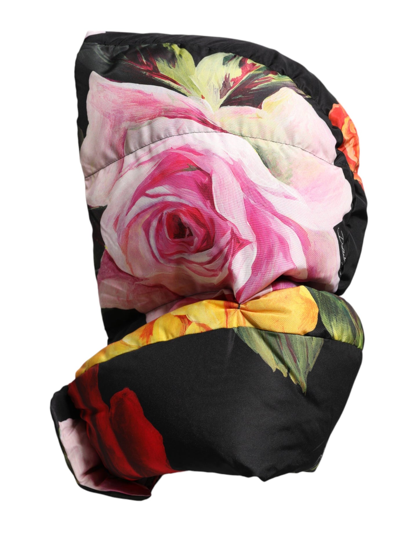 Gorro envolvente con estampado floral negro