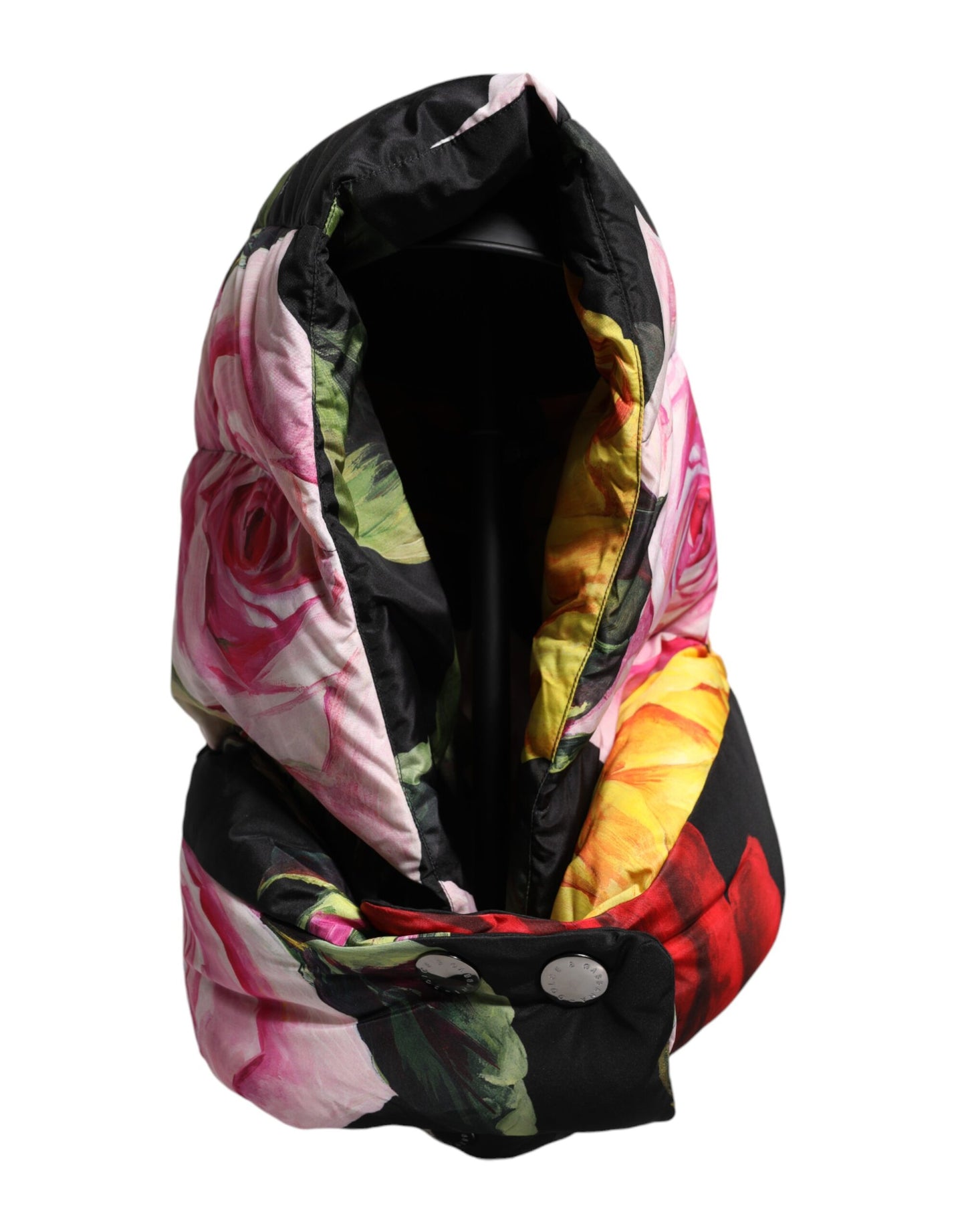 Gorro envolvente con estampado floral negro
