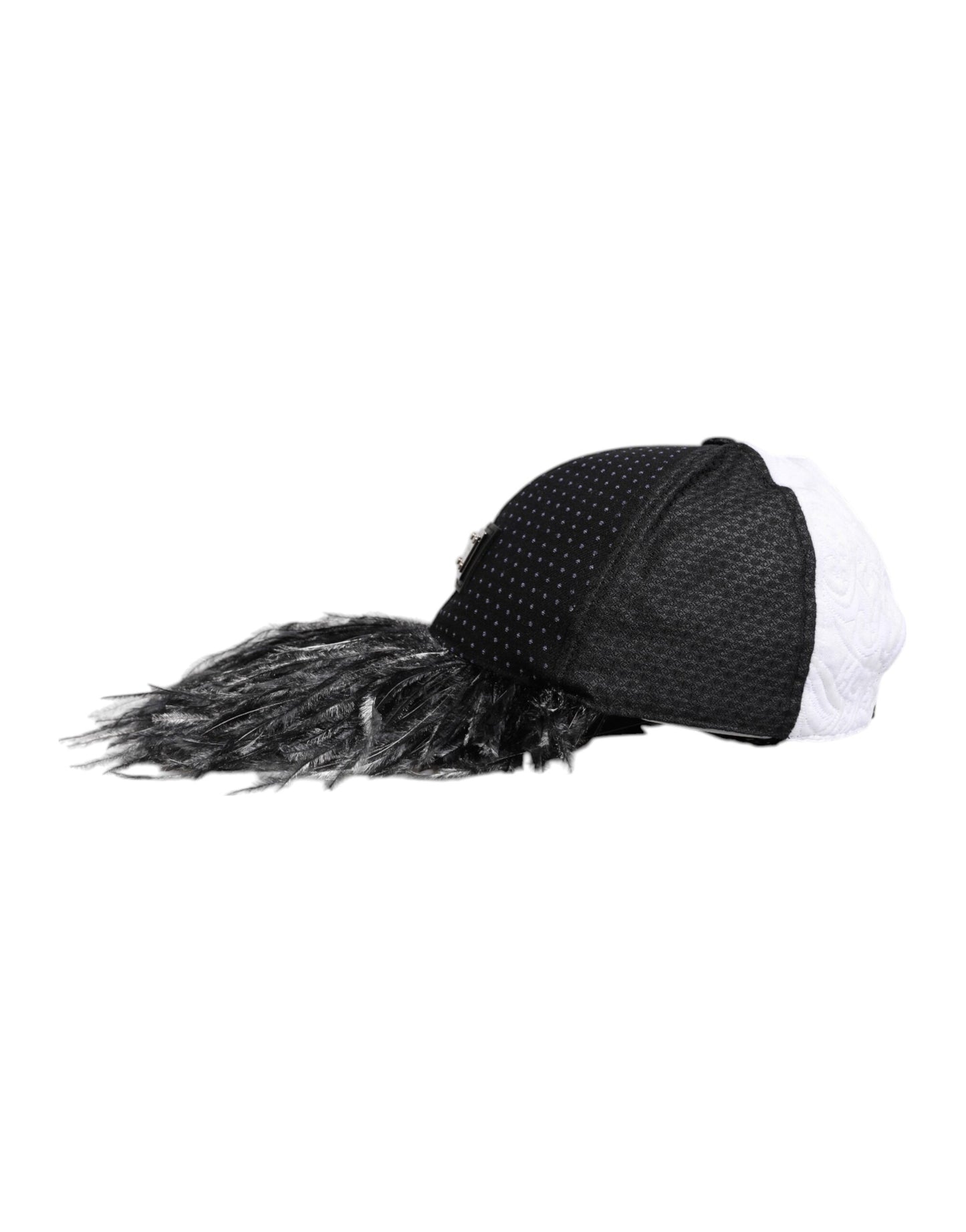 Casquette de baseball à pois blancs et noirs avec plumes