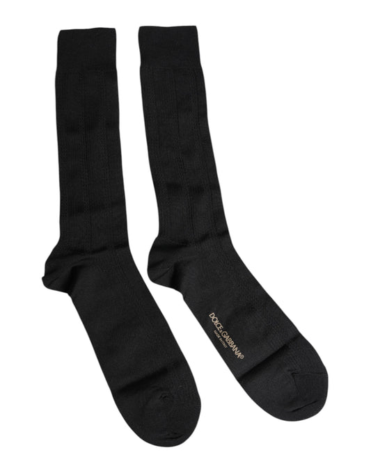 Chaussettes mi-mollet extensibles noires avec logo pour homme