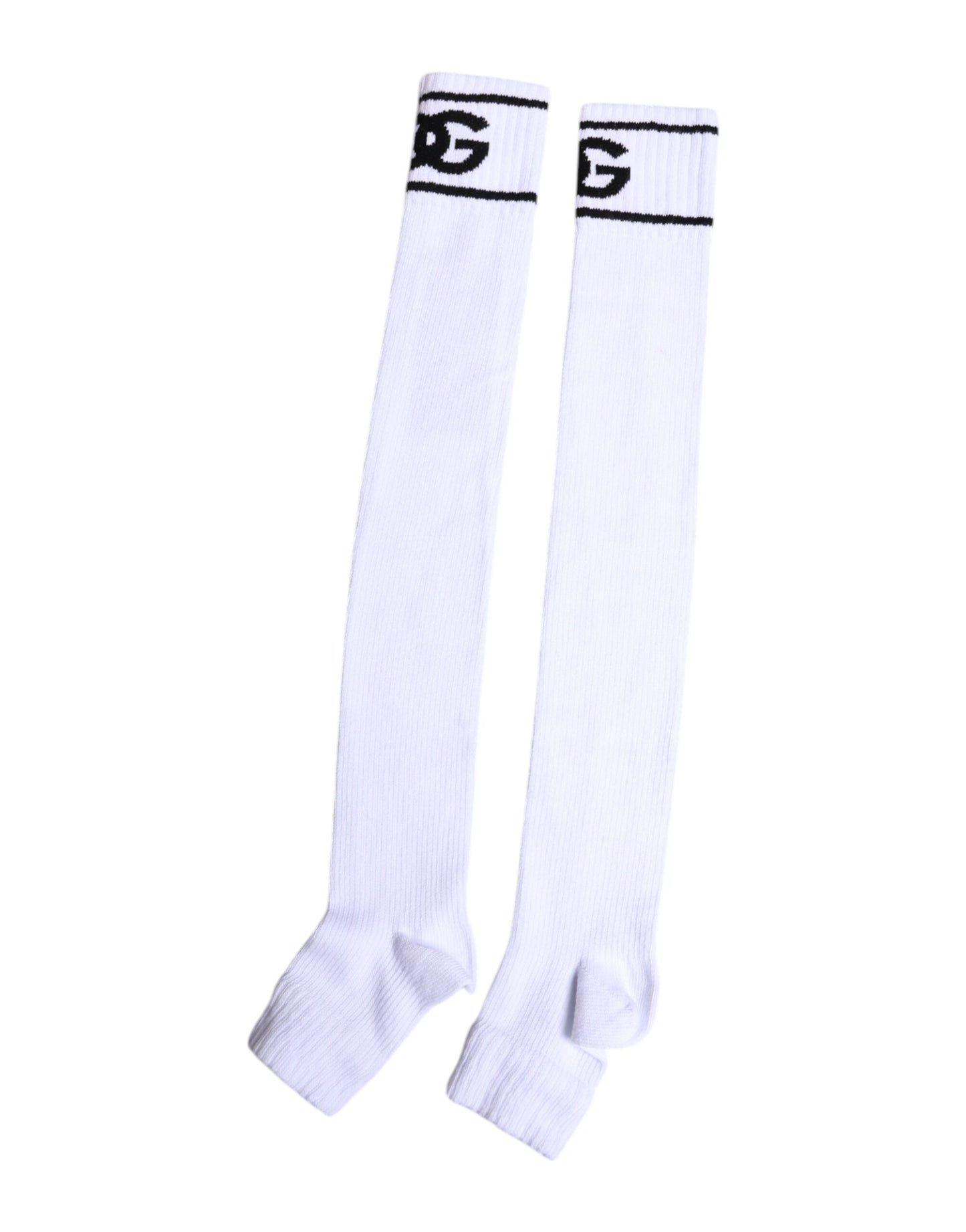 Calcetines abiertos de algodón blanco con estampado del logotipo DG