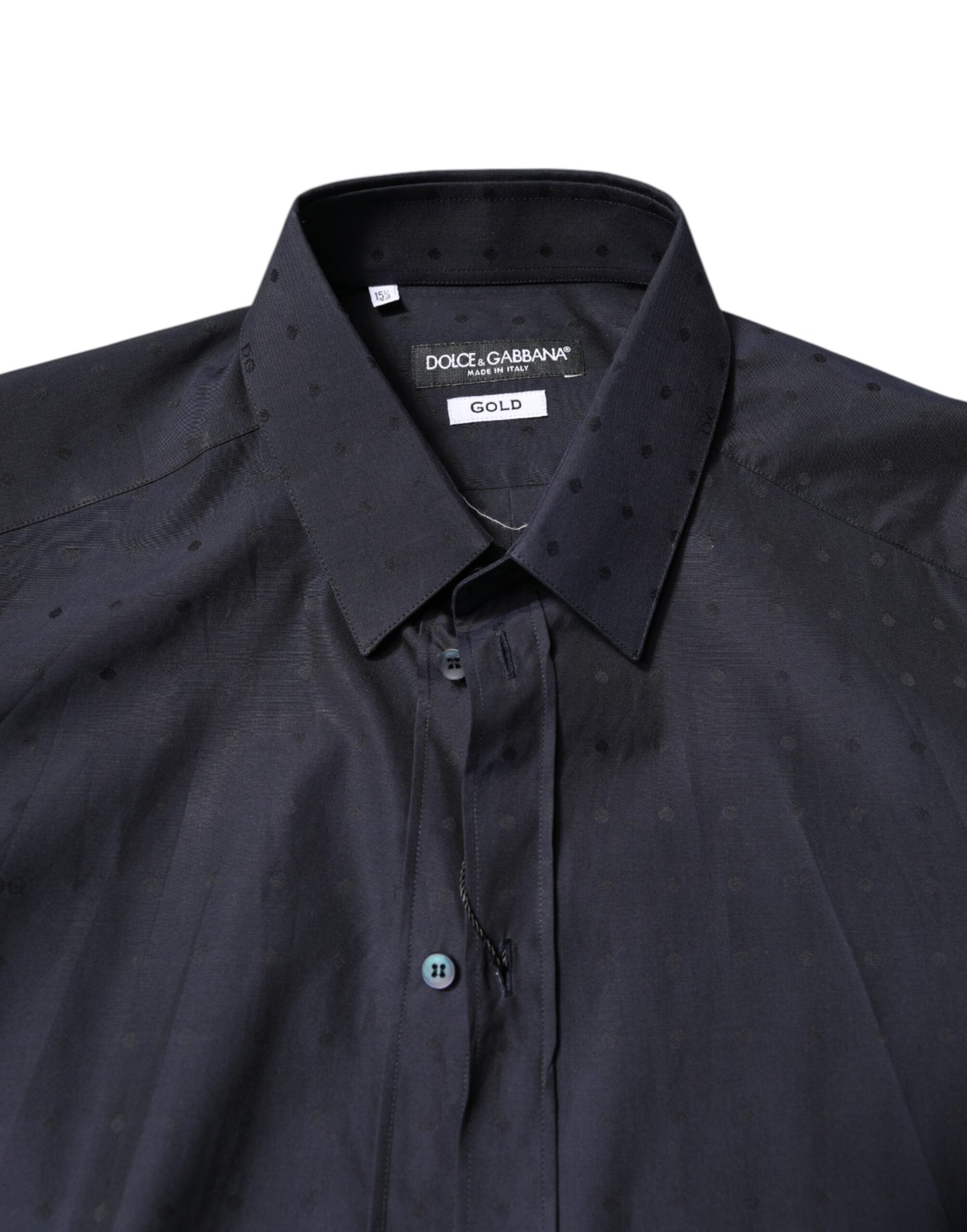 Camisa formal de vestir para hombre de algodón negro dorado