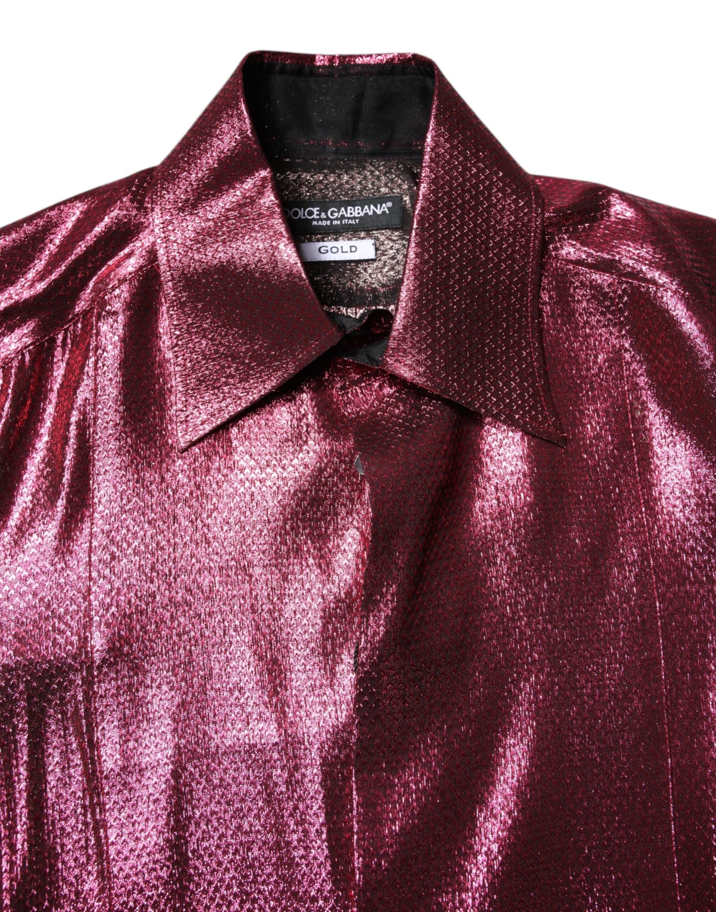 Camisa formal de vestir de algodón rojo metalizado dorado