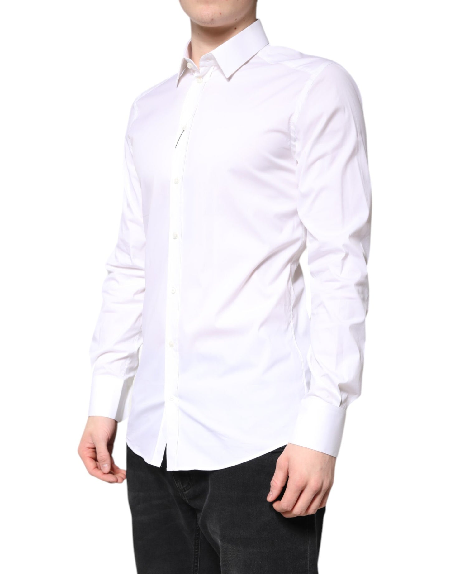 Camisa formal con cuello de algodón blanco dorado