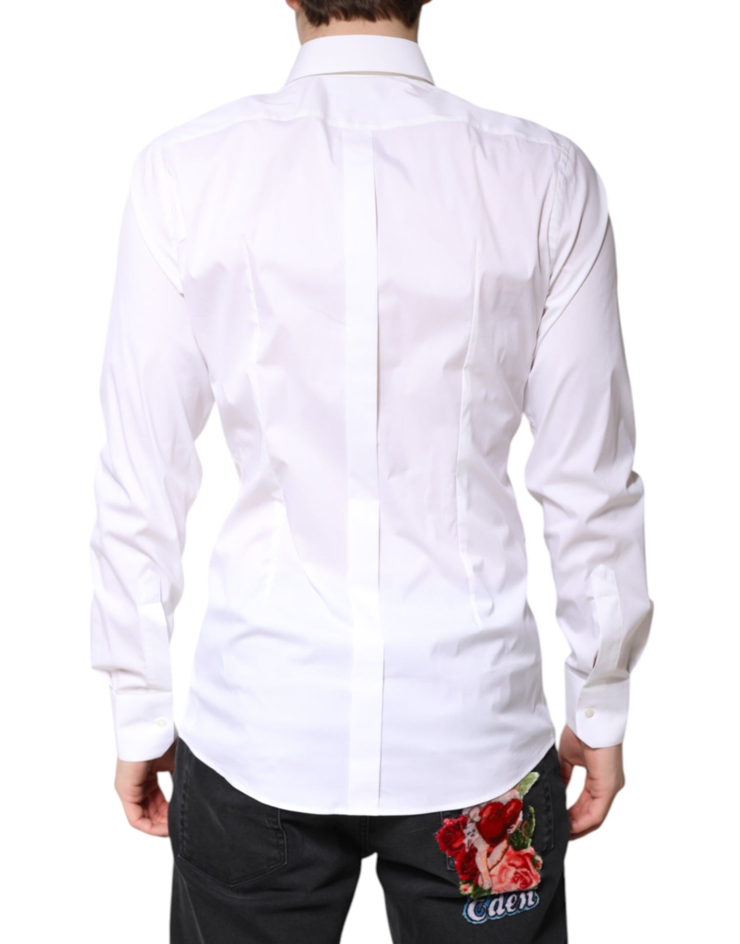 Camisa formal con cuello de algodón blanco dorado