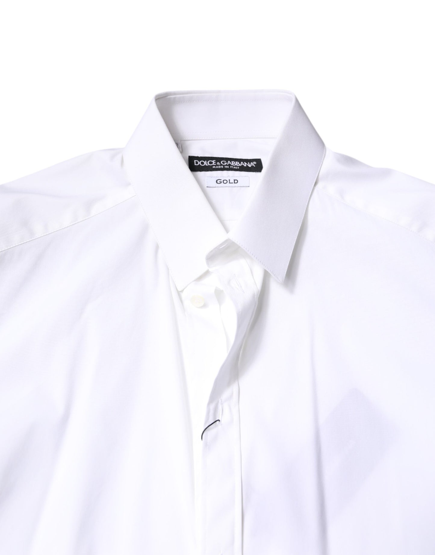 Camisa formal con cuello de algodón blanco dorado