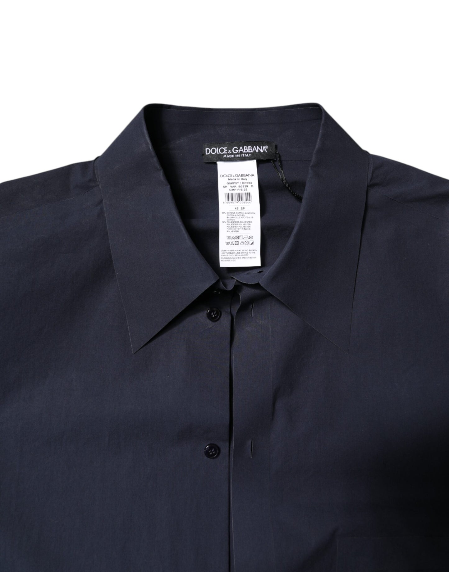 Camisa de manga larga de algodón azul oscuro
