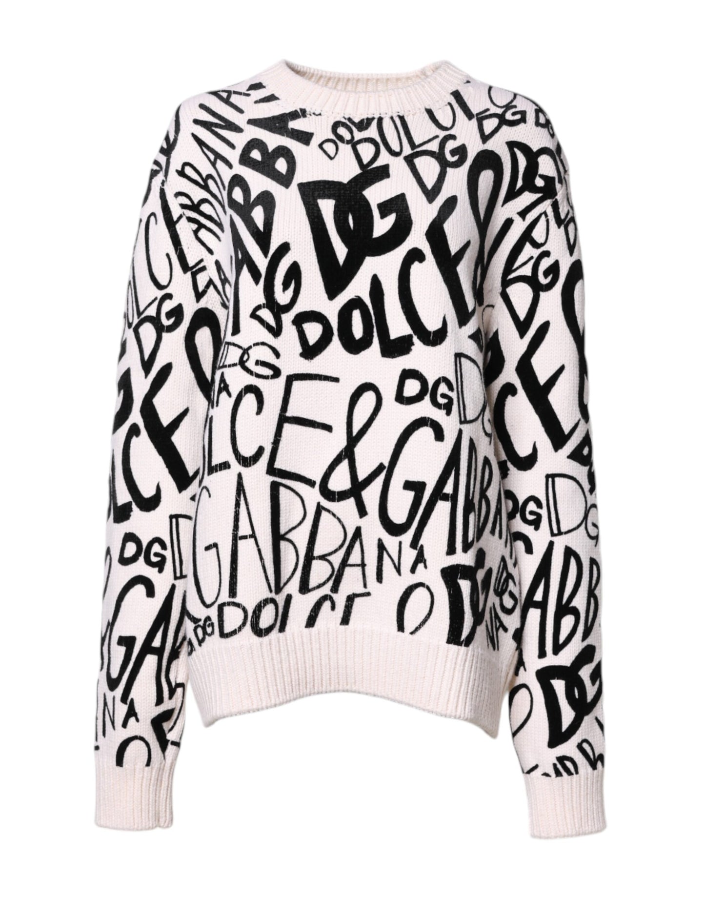 Pull femme blanc et noir avec logo imprimé