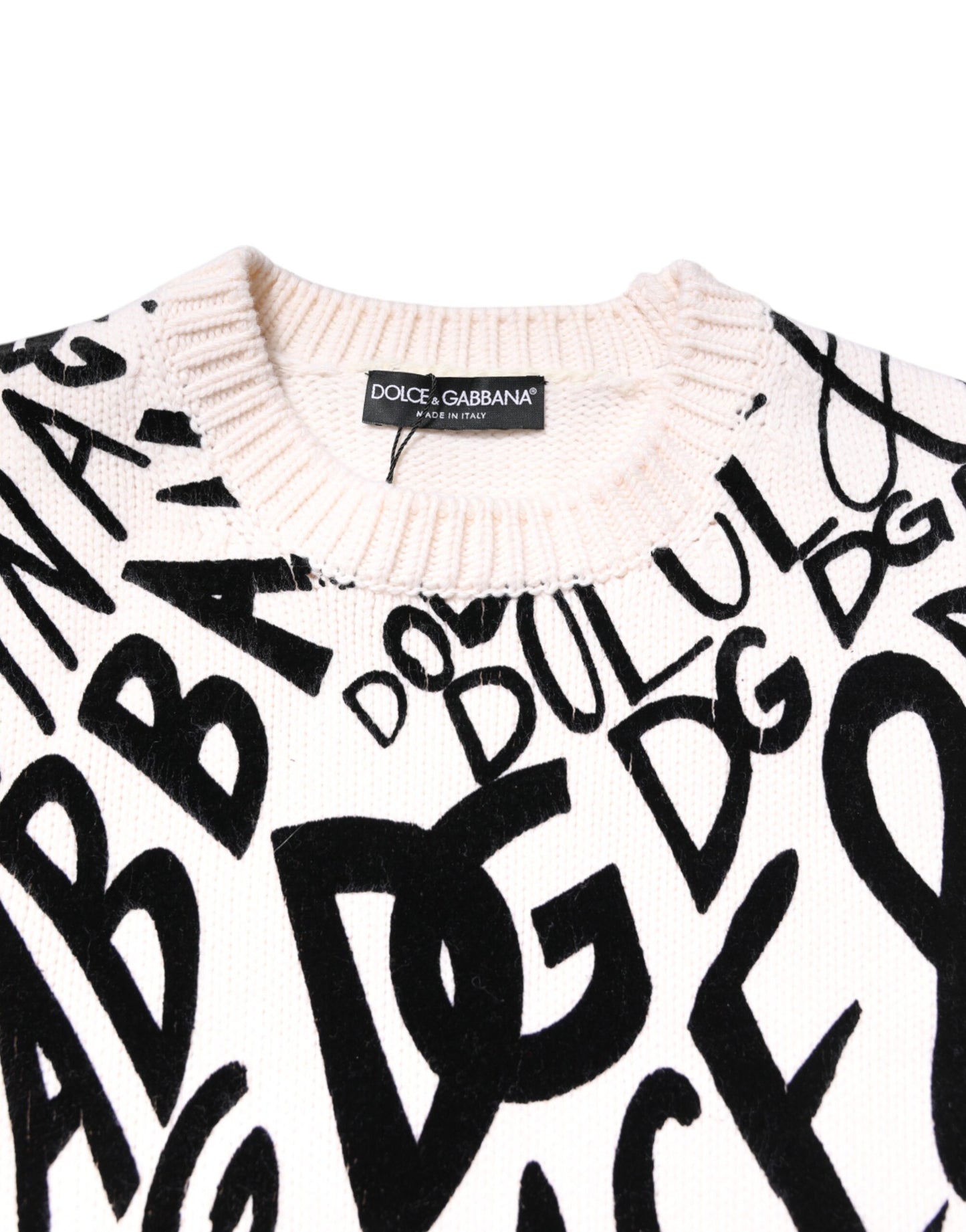 Pull femme blanc et noir avec logo imprimé