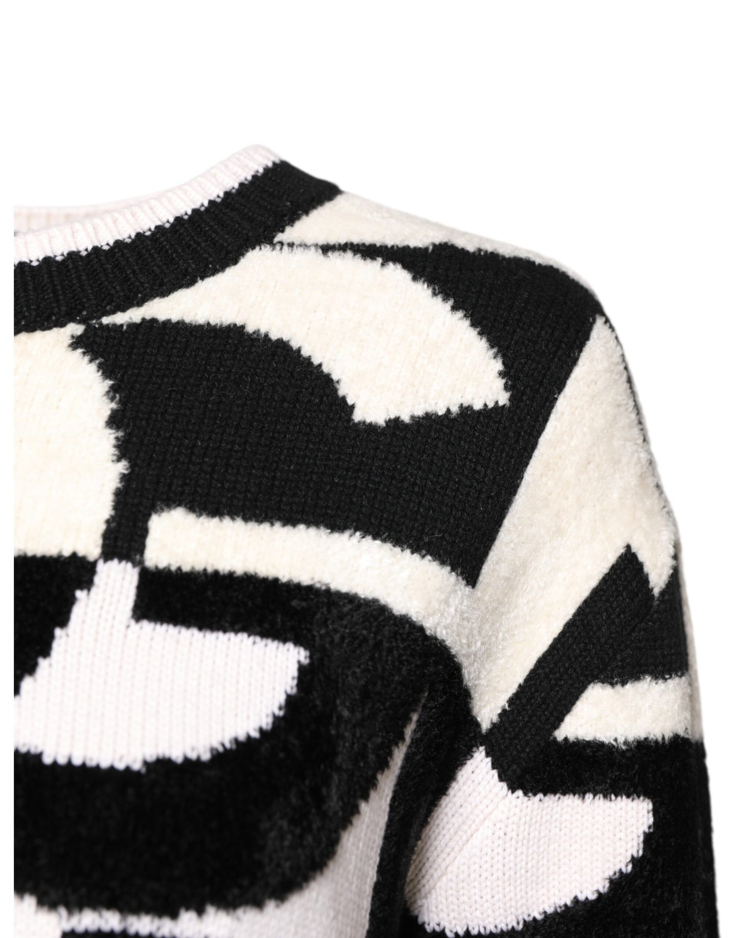 Pull femme blanc et noir avec logo imprimé