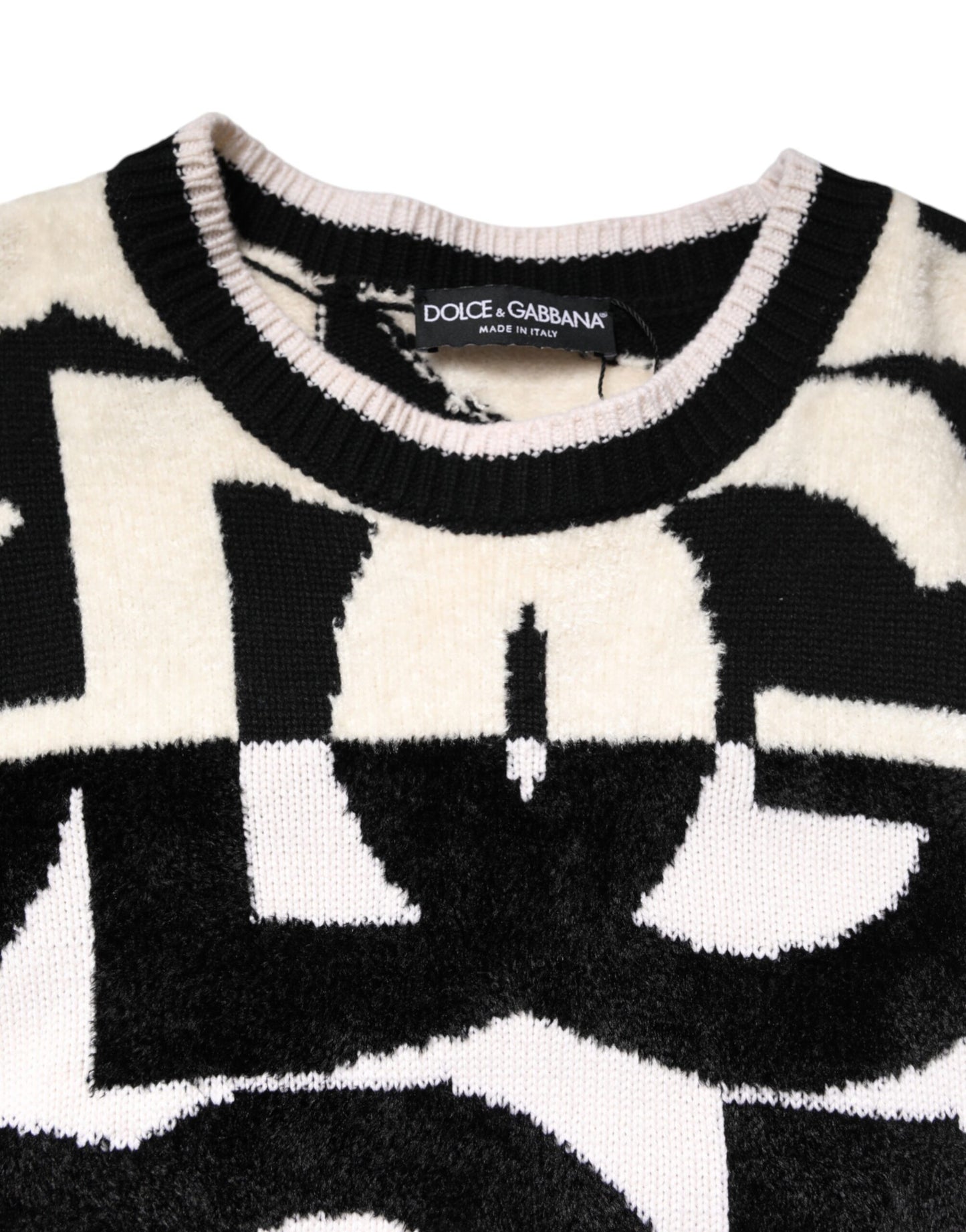 Pull femme blanc et noir avec logo imprimé