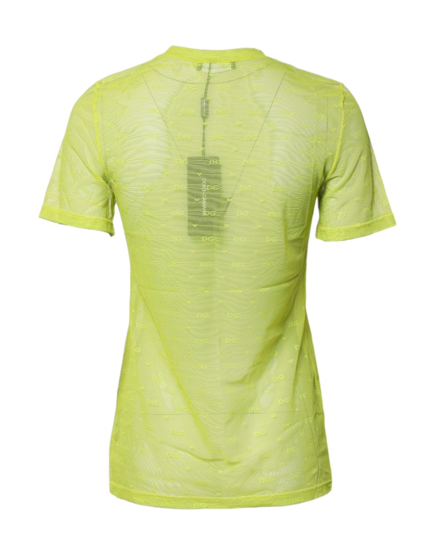 Top de manga corta transparente de nailon verde para mujer