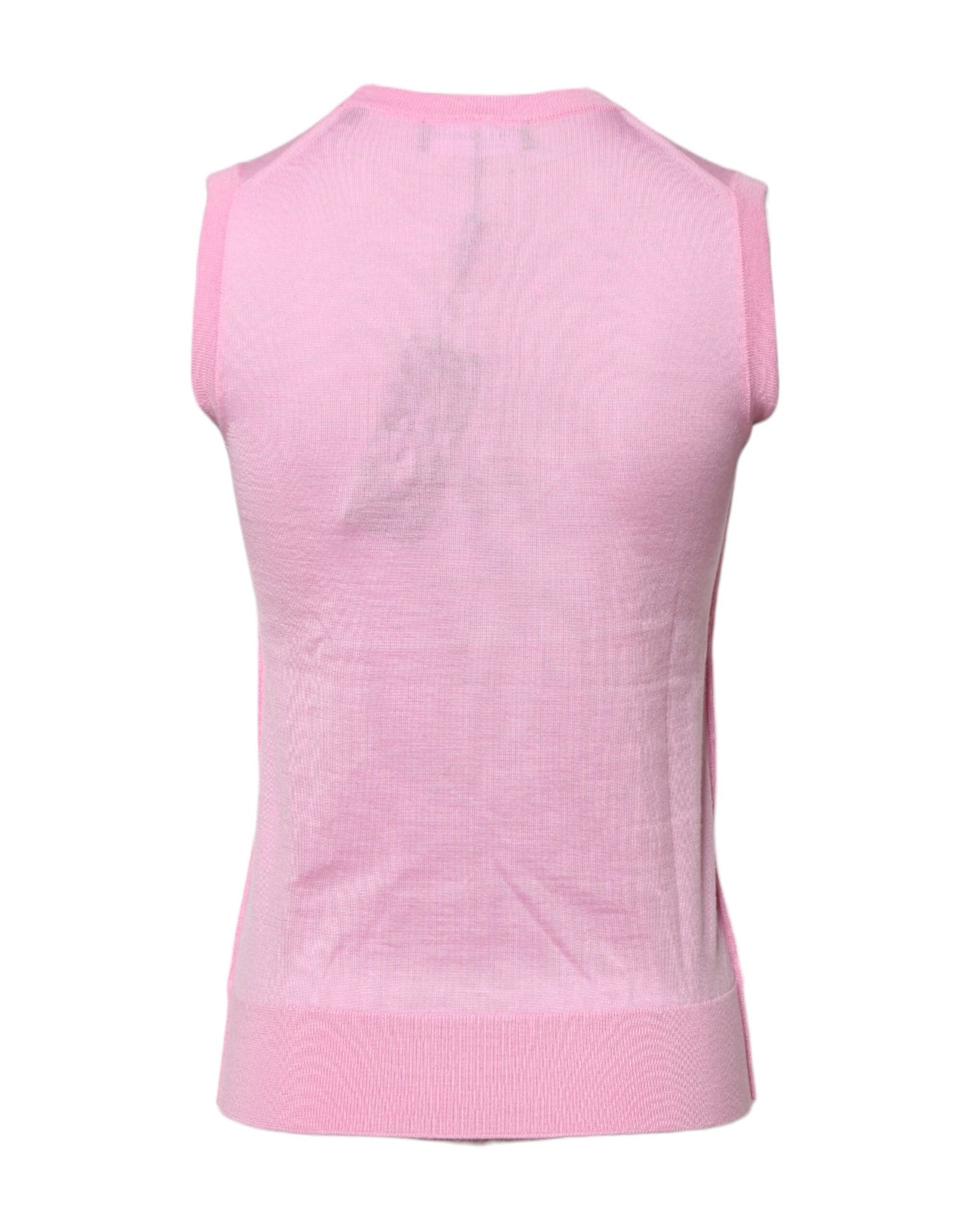 Camiseta sin mangas de cuello redondo de cachemira rosa
